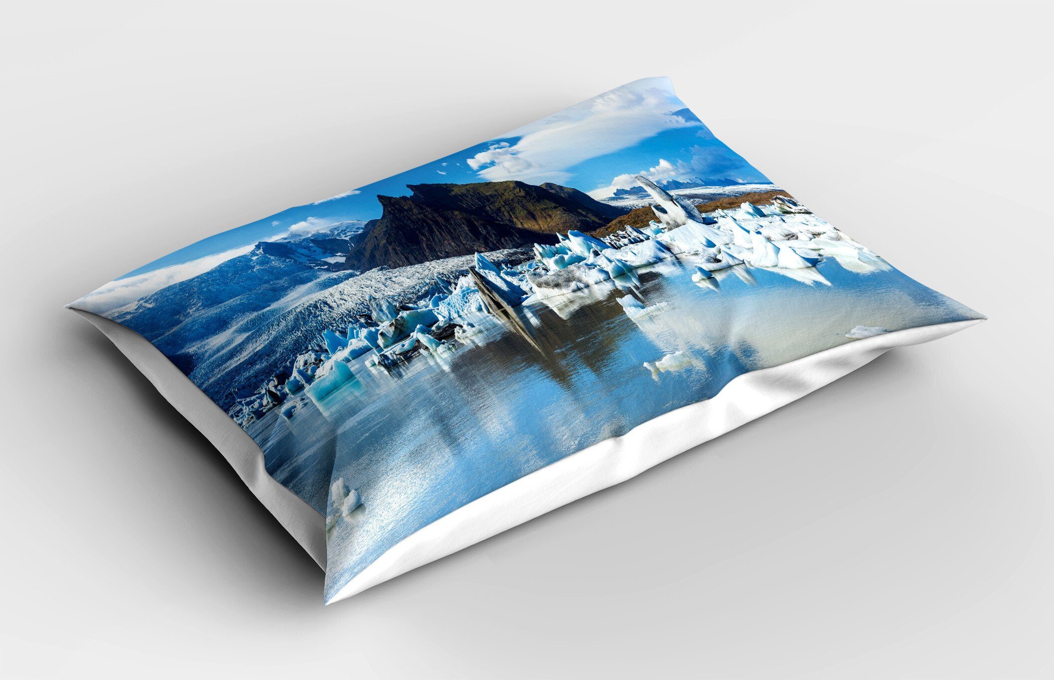 (1 Kopfkissenbezug, Icebergs Kissenbezüge Stück), Size Standard Panorama-Foto Dekorativer Island Gedruckter Abakuhaus