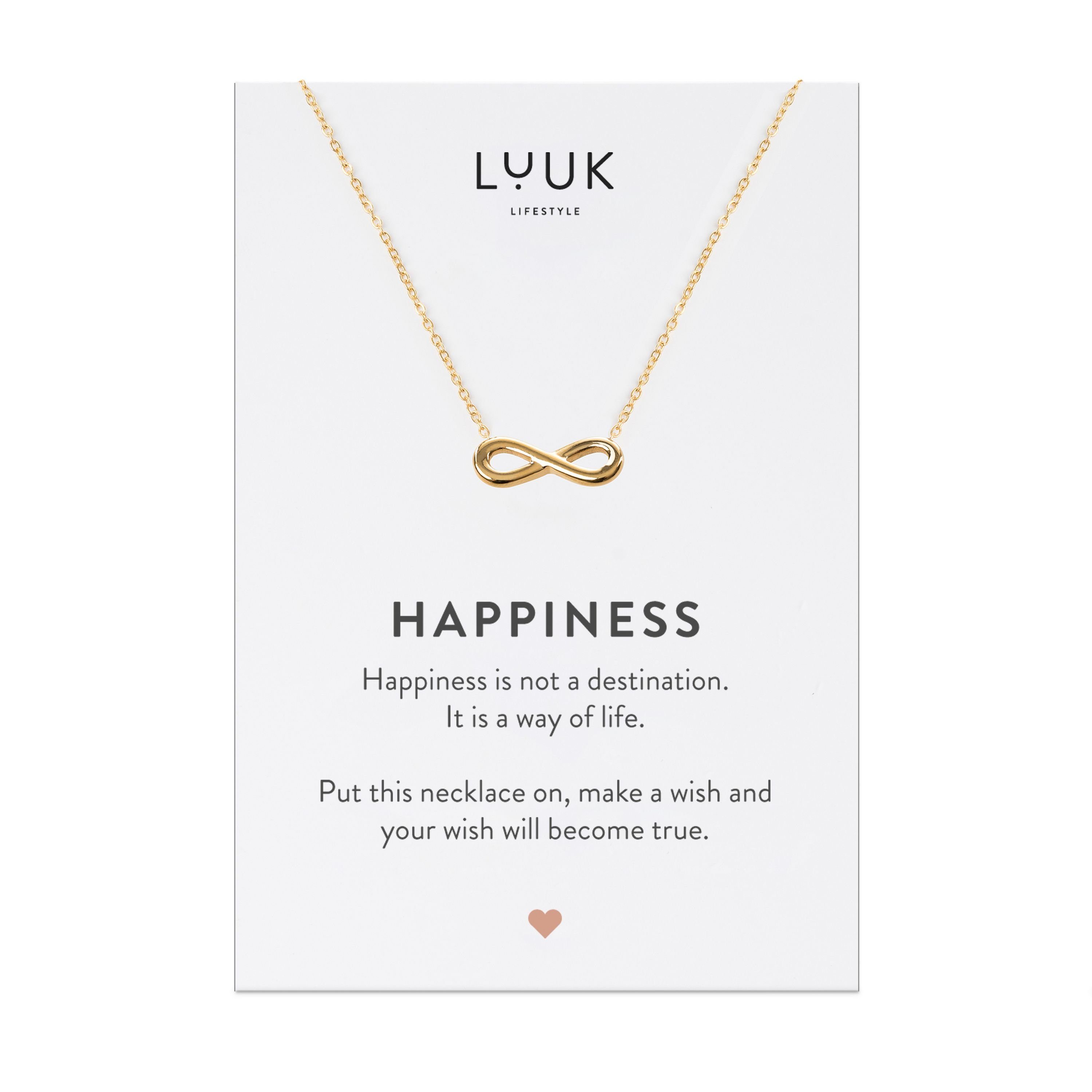 LUUK LIFESTYLE Kette mit Anhänger Infinity I Unendlichkeitszeichen (inkl. persönlicher Spruchkarte), Freundschaftskette, Geschenk für Freundin