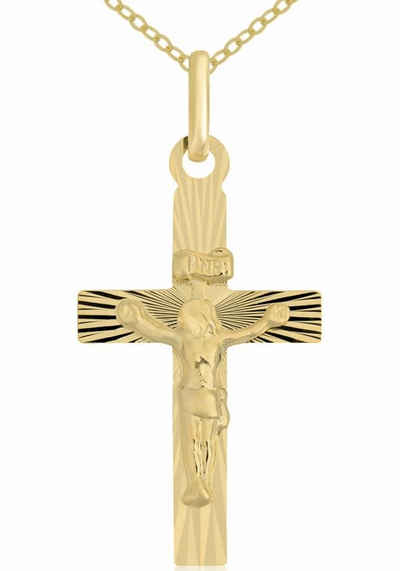 Firetti Kreuzkette Schmuck Geschenk, Kreuz mit Struktur und Korpus