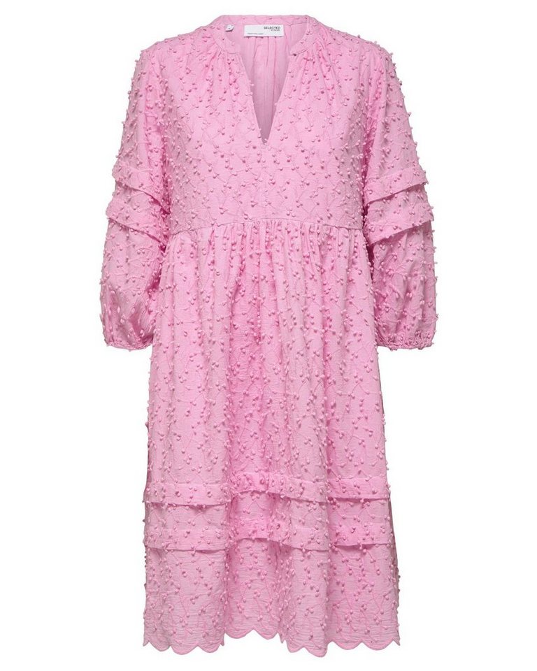 SELECTED FEMME Sommerkleid Damen Kleid SLFMINJA 3/4-Arm (1-tlg),  Obermaterial aus 100% Bio-Baumwolle