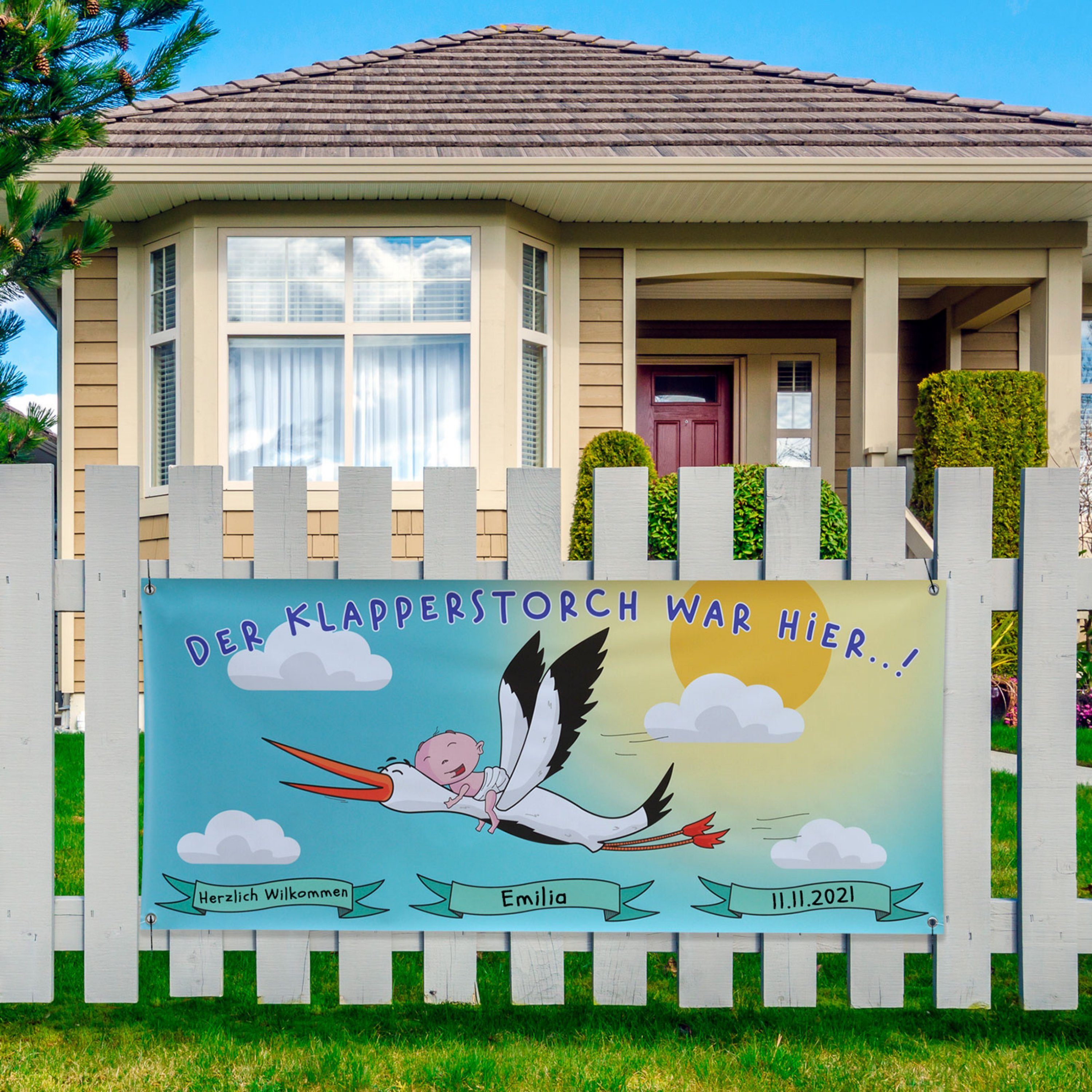 Makai Dekoobjekt Banner Plakat zur Geburt Storch Geschenk – Bild 4 von 5