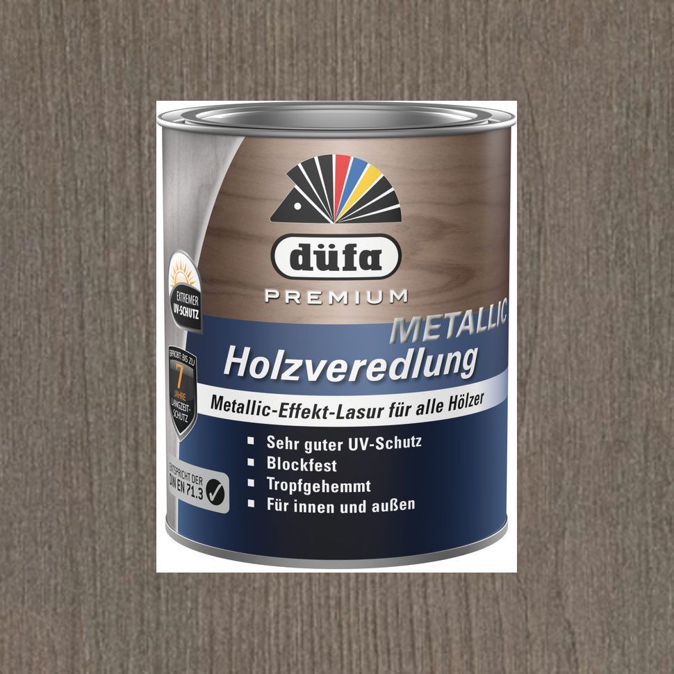 düfa Holzschutzlasur Premium Holzveredlung Plus Metallic Effekt TITAN 750 ml - 2,5L Lasur, Langzeitschutz, auch geeignet für Kinderspielzeug