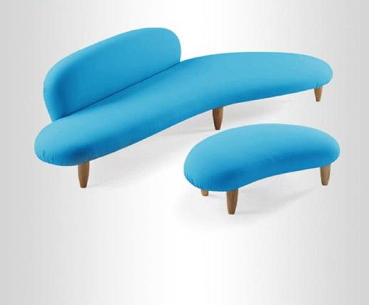 Sitzer Blau Sofa Polster, Made in JVmoebel Weißes Möbel | Sofa Wohnlandschaft Sitz Blau Couchtisch | Europe 4 Blau