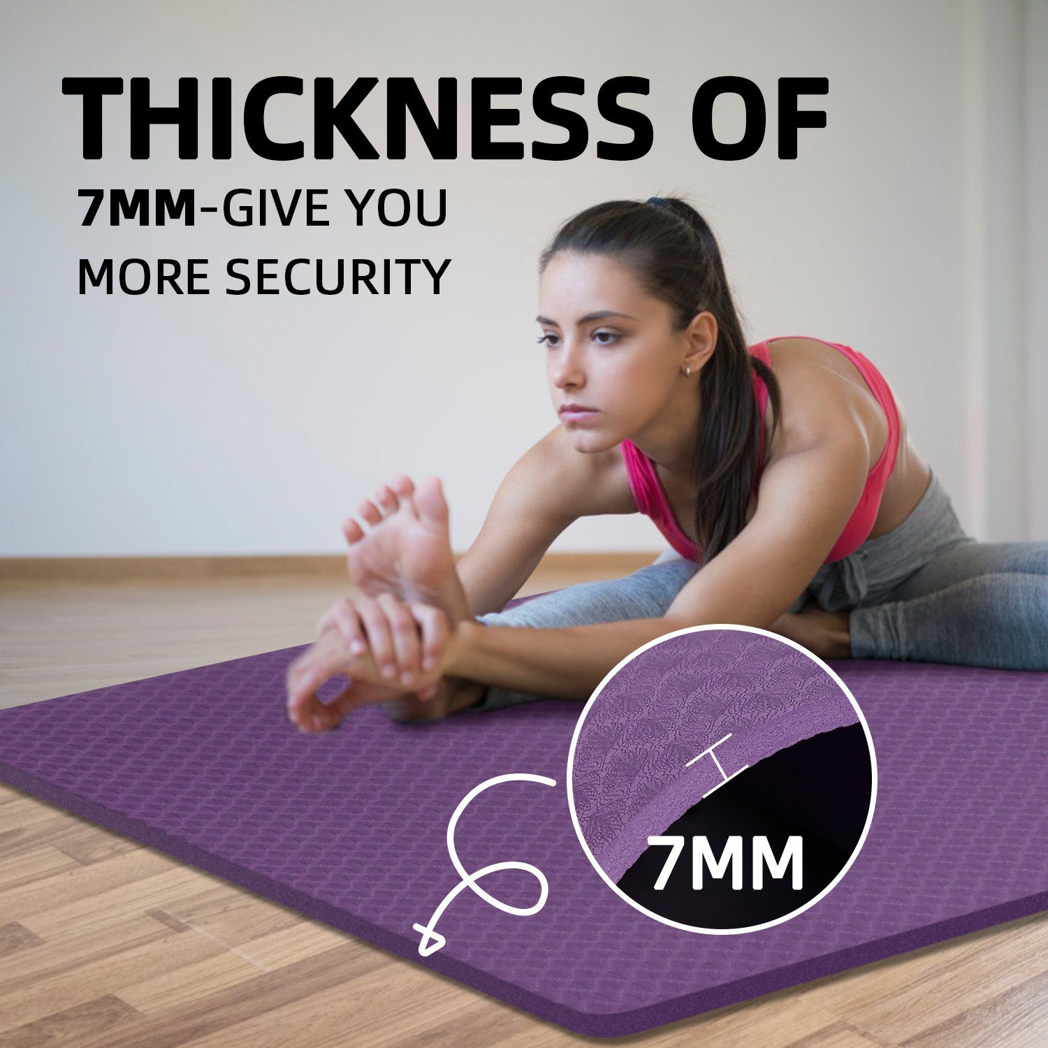 INTEY Yogamatte, Yogamatte Gymnastikmatte TPE Rutschfest Übungsmatte
