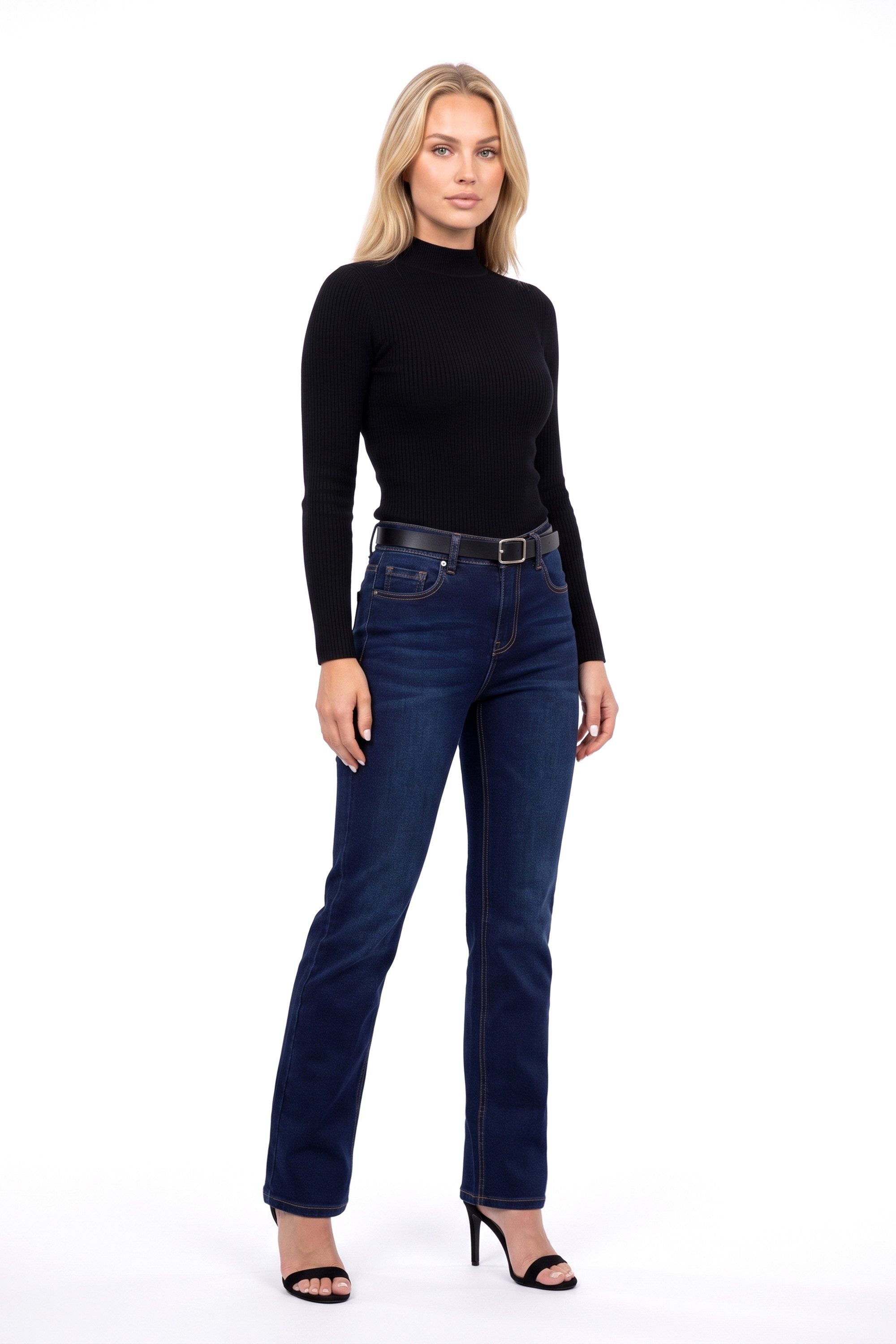 ESRA Straight-Jeans Damen Stretch-Jeans Premium Baumwolle Jeanshose Damen Straight Fit G14 Straight Jeans Damen High Waist Stretch Jeans Damen Regular Hose – Bild 4 von 5