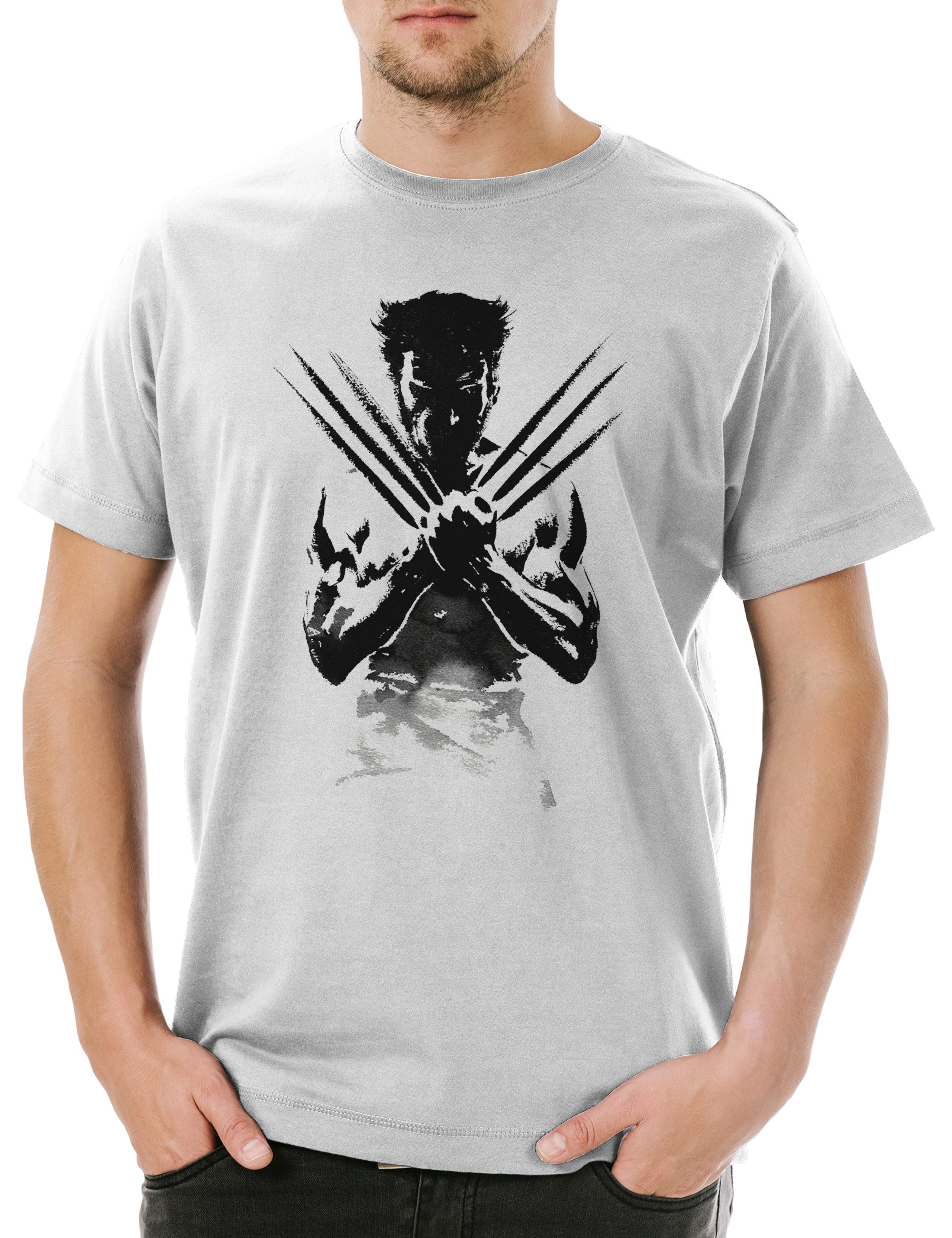 Urban Backwoods Print-Shirt Shadow Warrior Herren T-Shirt Wolverine Mutant Art Logan Way Logo Kult (1-tlg) Comic Art Kunst