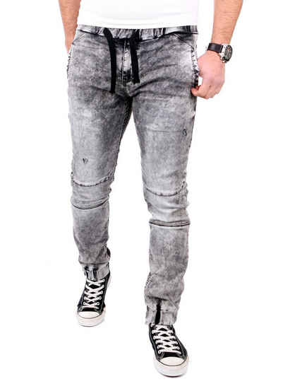 VSCT Stretch-Jeans VSCT Jeans Herren Nash Cuffed Moonwash Vintage Optik V-5641550 Schwar Slim Fit Jeans-Hose