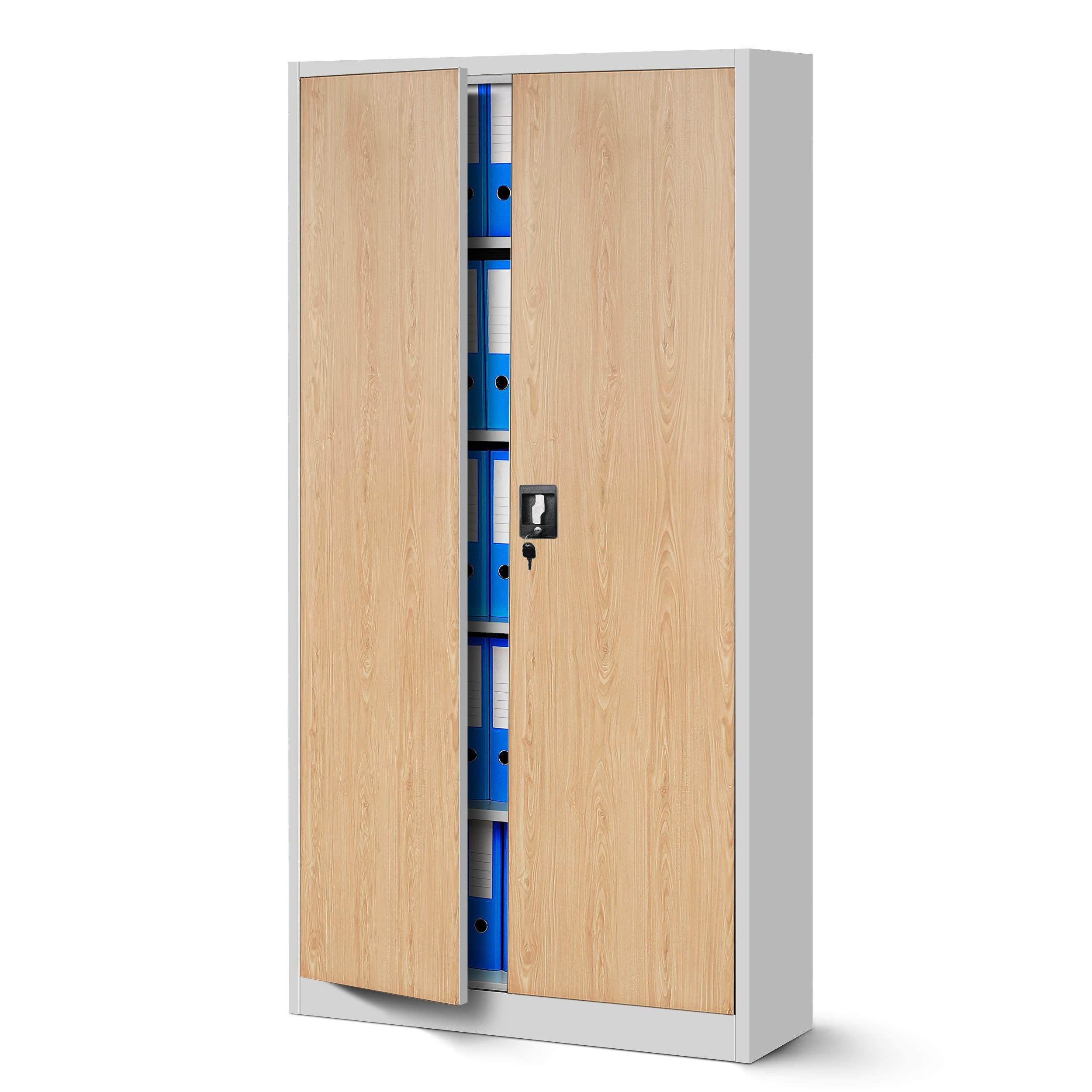 Jan Nowak Aktenschrank Metall Büroschrank abschließbar 90 cm JAN 4 Böden Stahl (Ordnerschrank Aktenschrank Büro Kanzlei Praxis Sozialraum, 0,6 mm 185 x 90 x 45 cm Wandmontage 50 Ordner 2 Schlüssel) Pulverbeschichtet Schloss robust langlebig 16 Farben