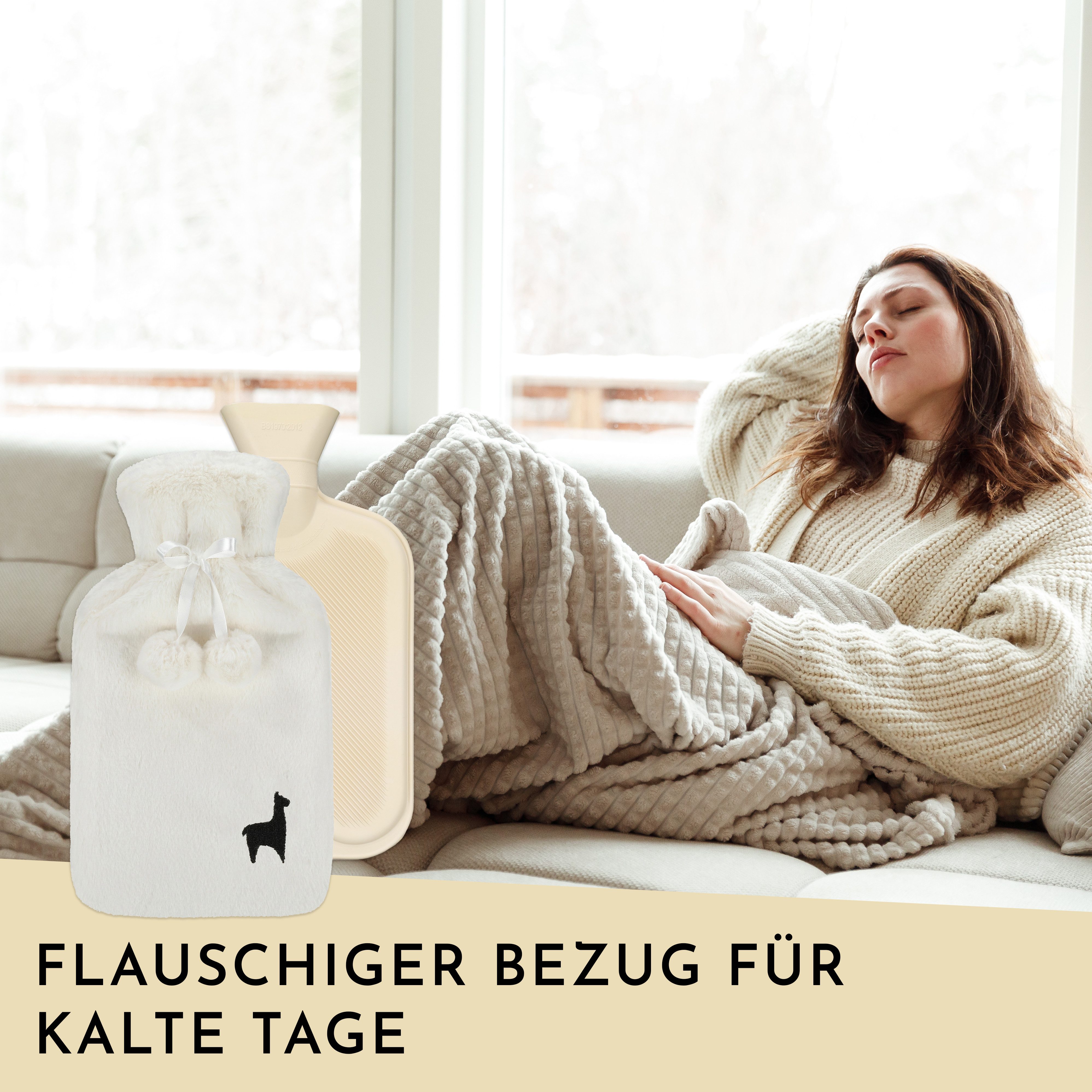 Nordstern Wärmflasche mit Weichem Bezug 1,8 L, für Erwachsene, Kinder, und Teenager
