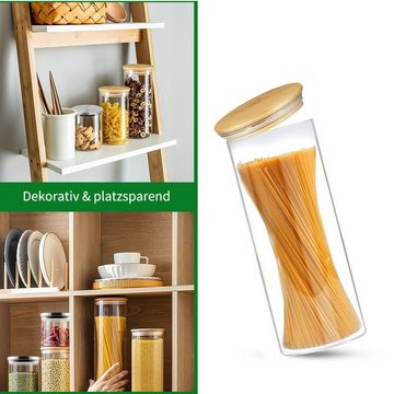MULISOFT Vorratsglas, Borosilikatglas, (6-tlg), Vorratsdosen Glas mit Bambus Deckel