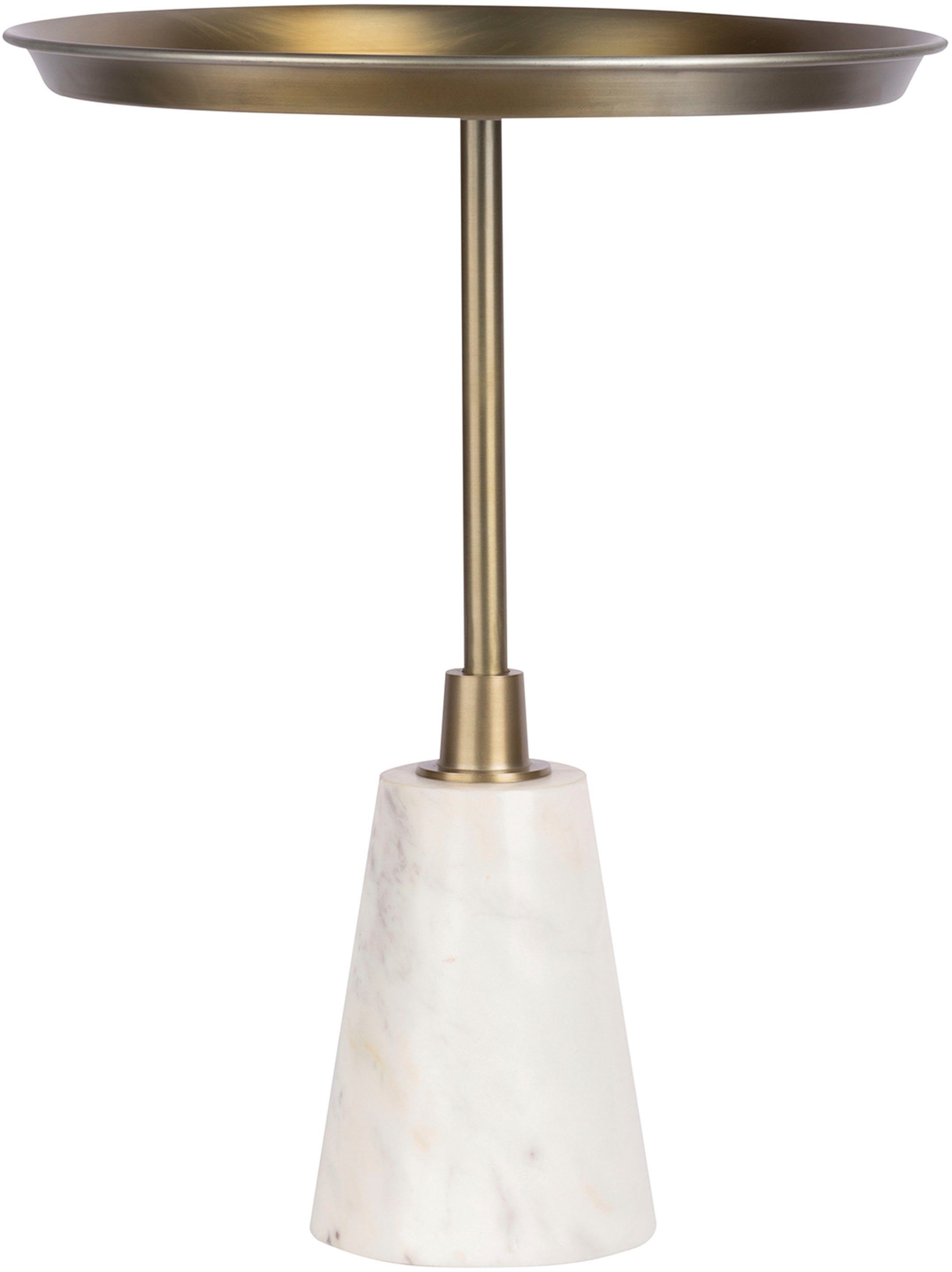 Kayoom Beistelltisch Grant 125, aus Handmanufaktur (1-St), Runder Tisch, Ablagefläche aus Metall, Sockel aus Marmor