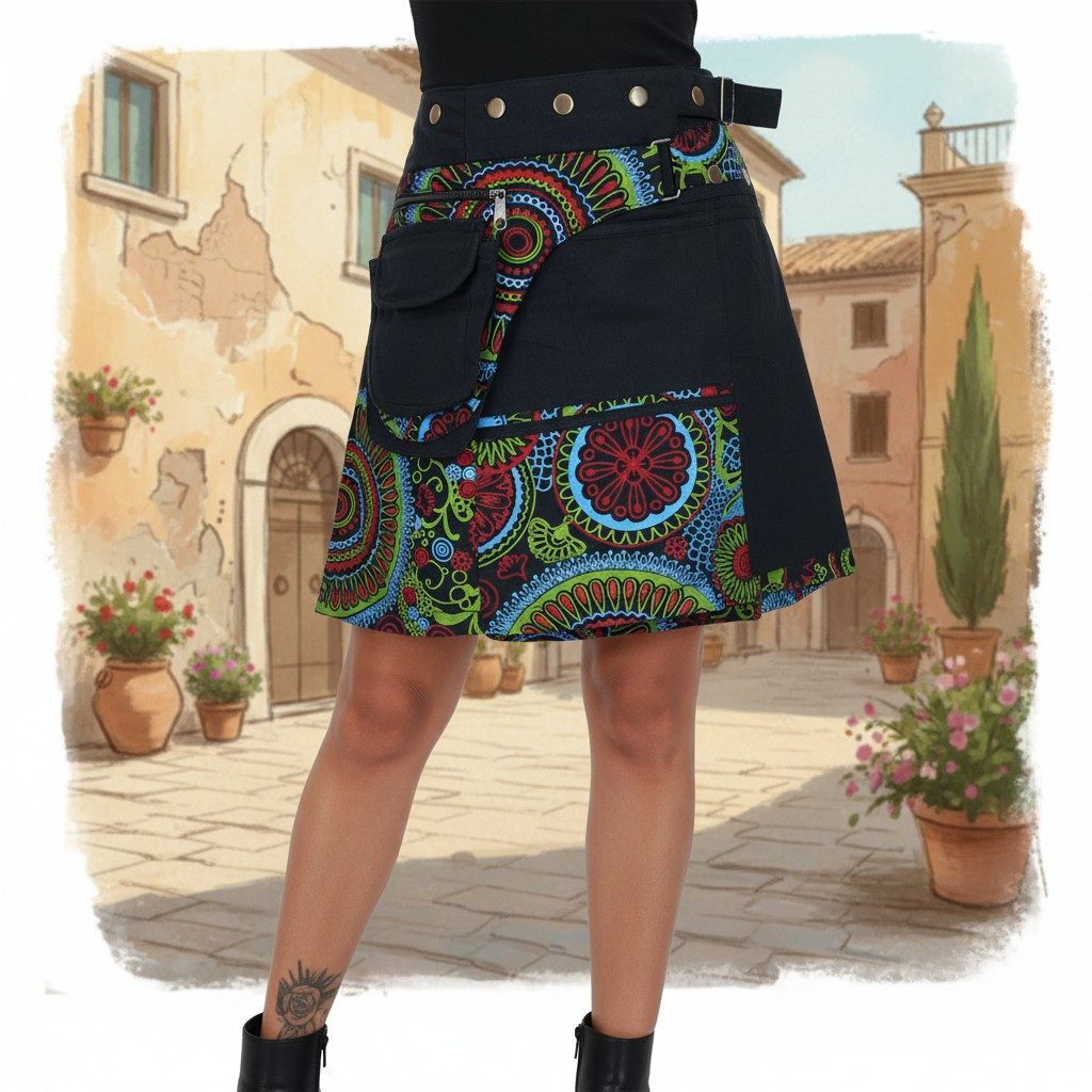 Guru-Shop Minirock Wickelrock, kurzer Rock, Cacheur, Boho.. alternative Bek günstig online kaufen