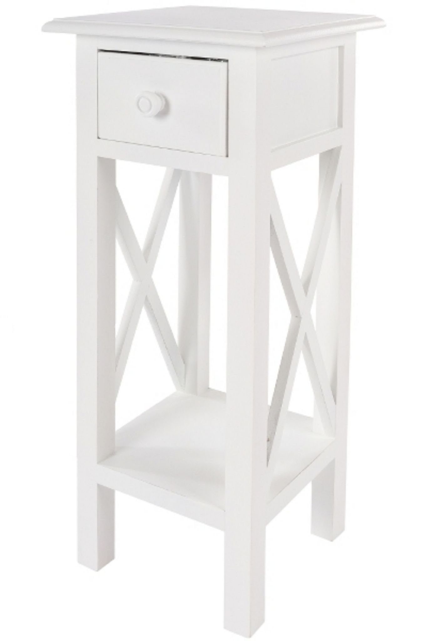 elbmöbel Telefontisch Telefontisch weiß Holz (FALSCH), Beistelltisch: Schublade 27x66x27 cm weiß Landhausstil
