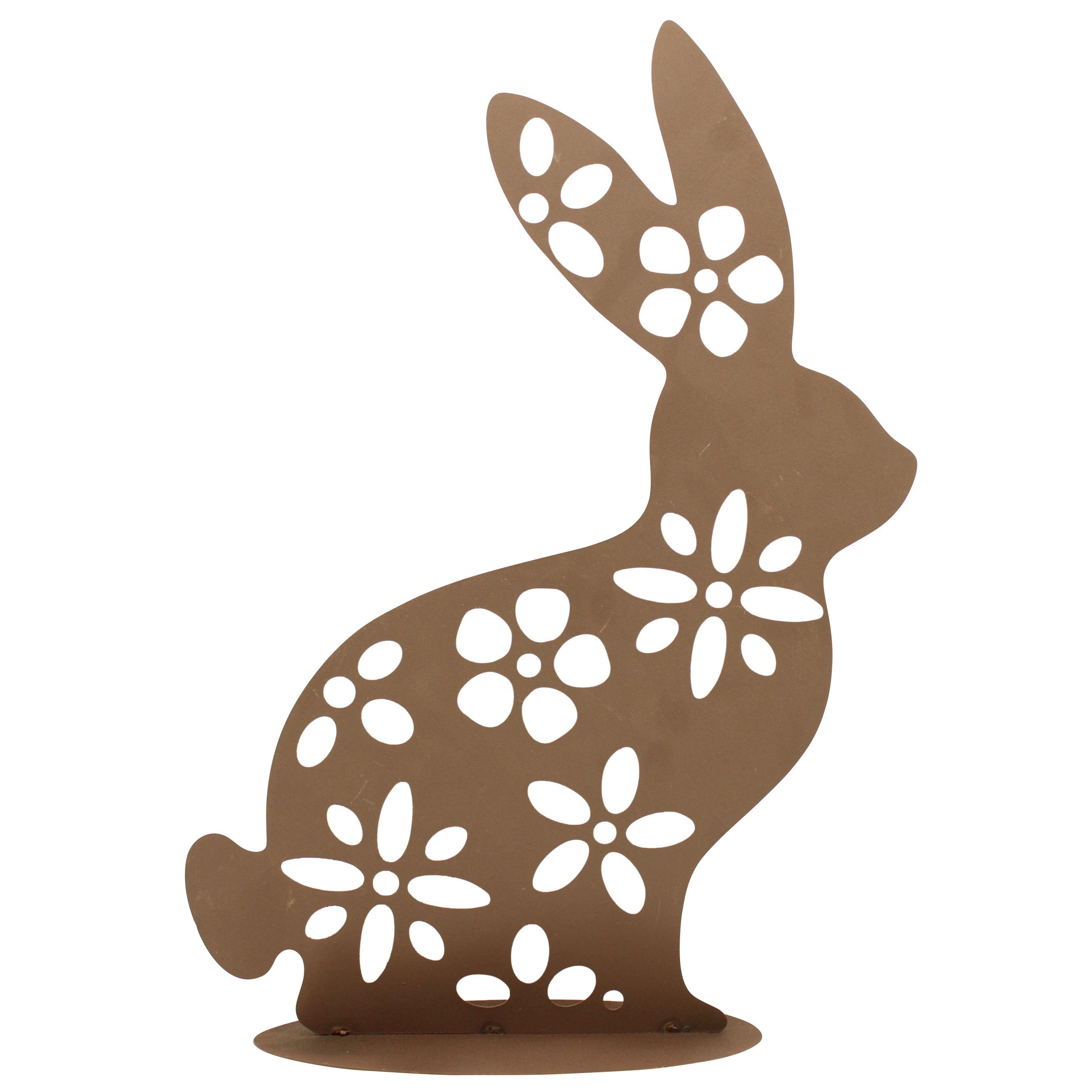 Online-Fuchs Gartenfigur Rostdeko für den Garten - Hase, Kaninchen - 49 cm groß, - Gartenfiguren für außen