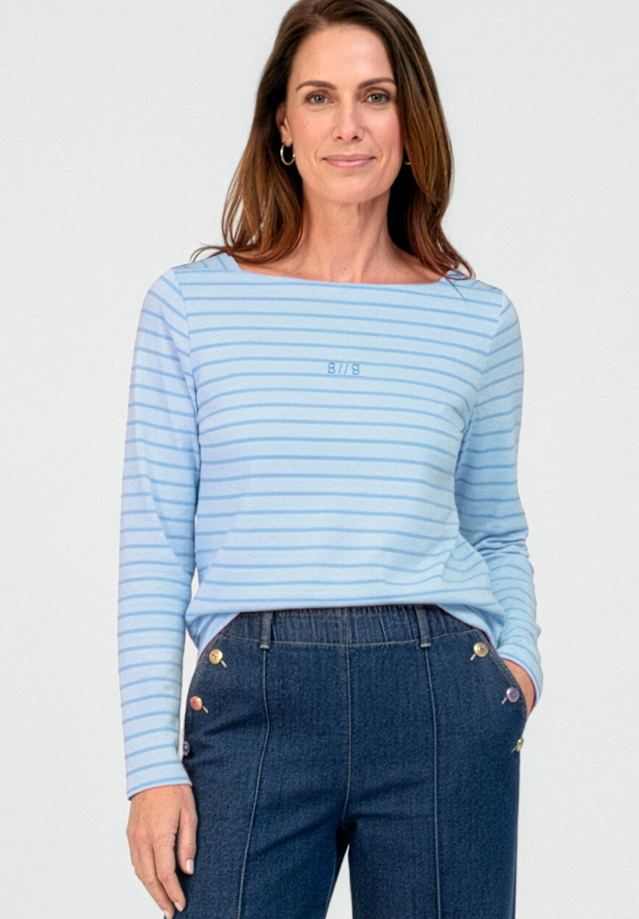 bianca Langarmshirt LOTTA mit tonigem Ringelmuster in Trendfarbe