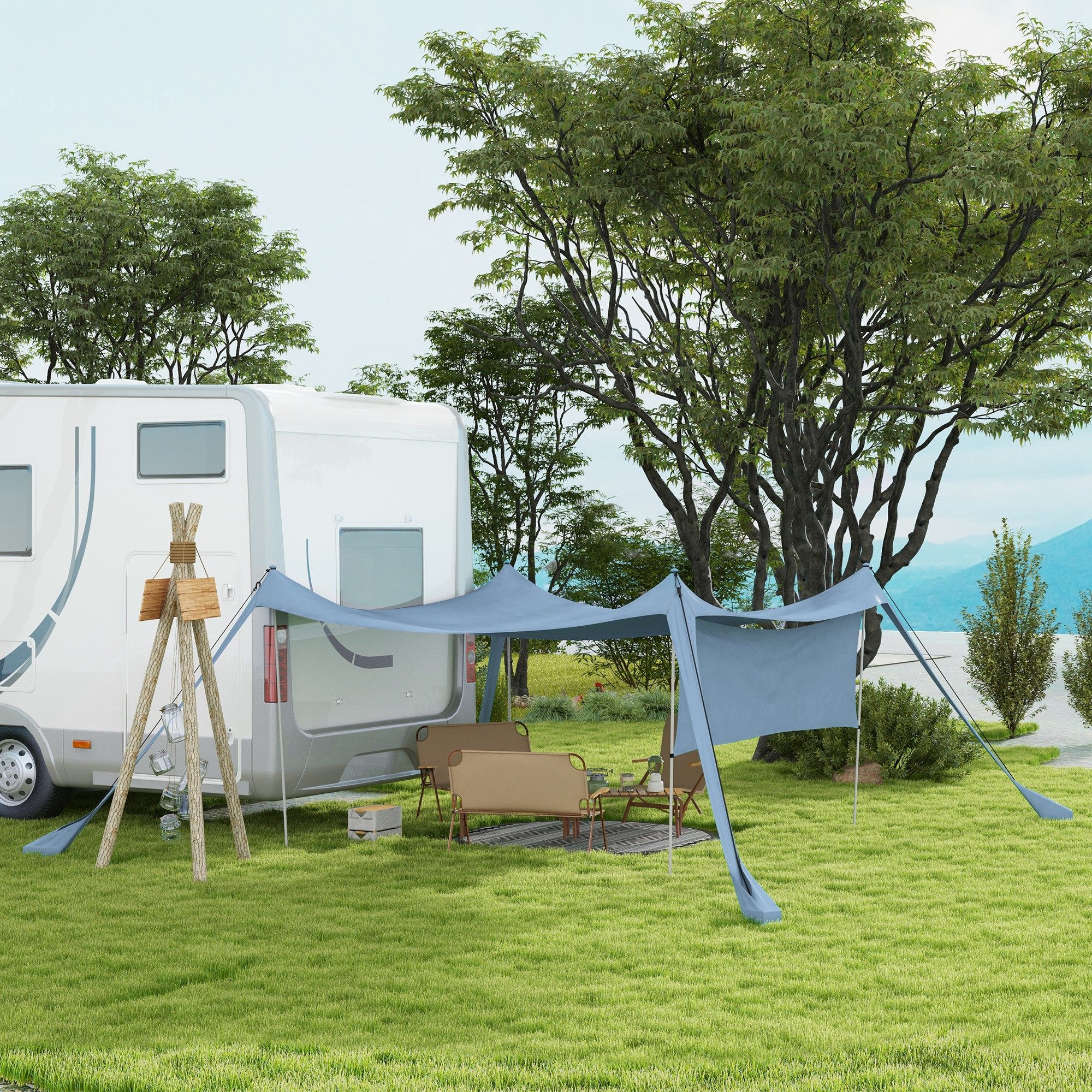 Outsunny Sonnensegel Wetterschutz mit Stahlstangen, Schaufel, Tragetasche, günstig online kaufen