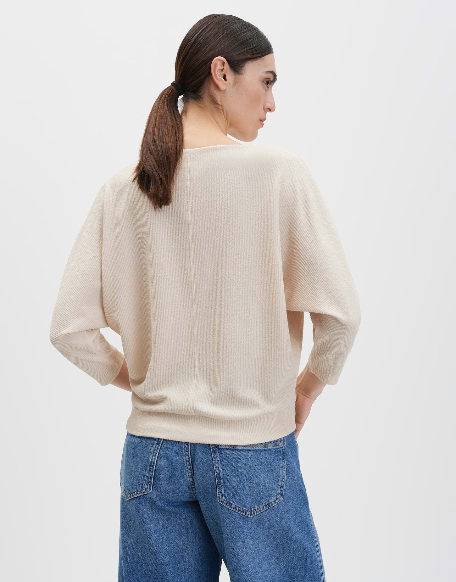 someday 3/4-Arm-Shirt KORIELL Loose aus ECOVERO™ Viskosemix schmal zulaufend, feine Rippstruktur, Fledermausärmel