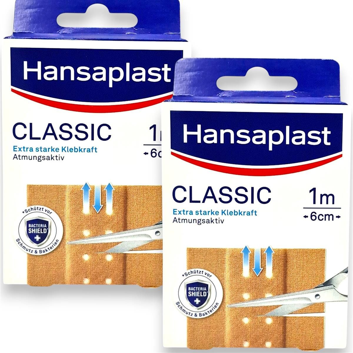 Hansaplast Wundpflaster 2x Hansaplast Classic 2x 1 m 6 cm braun