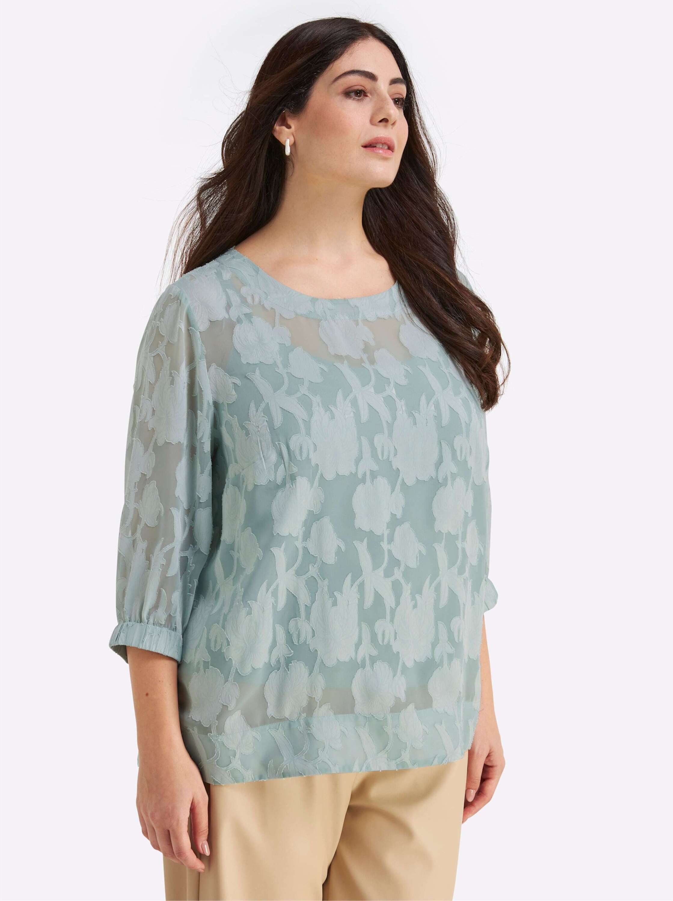 Sheego Klassische Bluse Tunika 3/4-Arm
