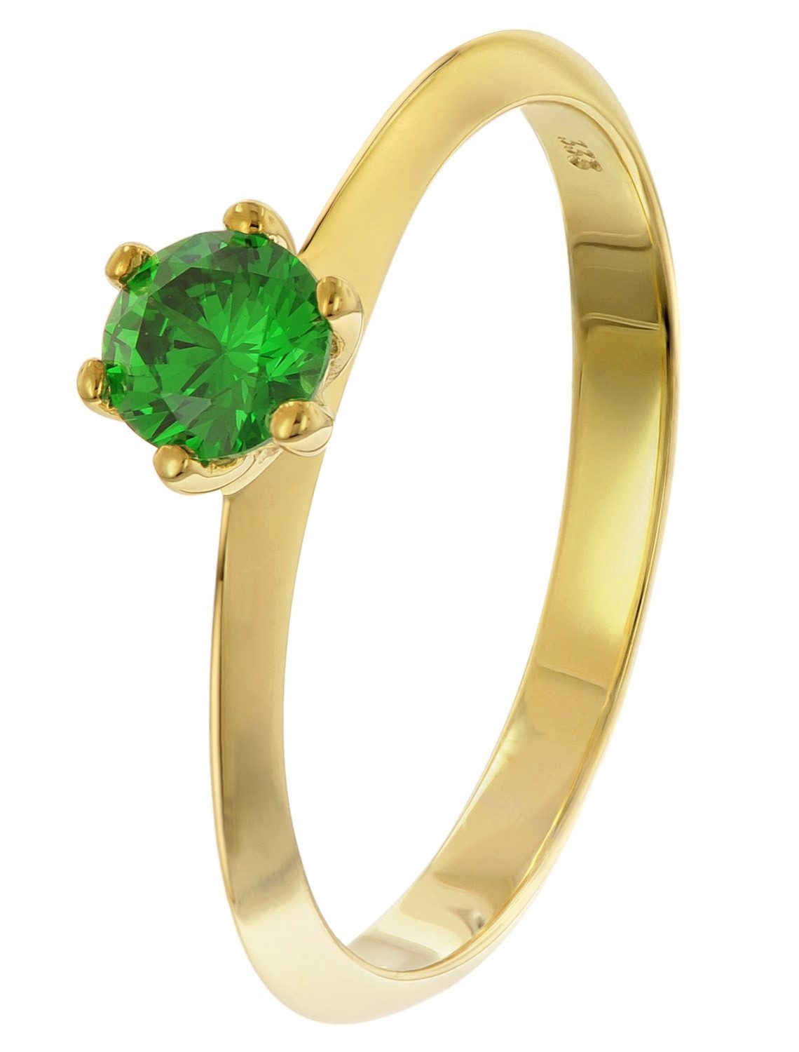 trendor Solitärring DamenGold 333/8K mit synthetischem Smaragd Ø 4,5 mm günstig online kaufen