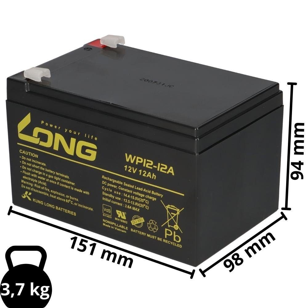 Kung Long Kompatibler Akku E Roller E Scooter Quad E Bike 36V 3x 12V 12Ah AGM Elektromobil-Akku