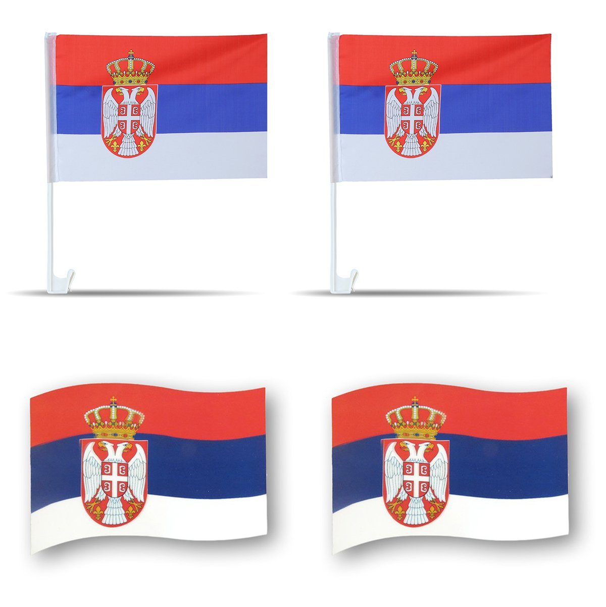 Sonia Originelli Fahne Fanpaket "Serbien" 3D Serbia Fahren 3D-Effekt Magnet Autofahnen, Fußball Magnete: Flaggen