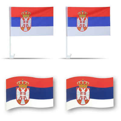 Sonia Originelli Fahne Fanpaket "Serbien" Serbia Fußball Flaggen 3D Magnet Fahren Autofahnen, Magnete: 3D-Effekt