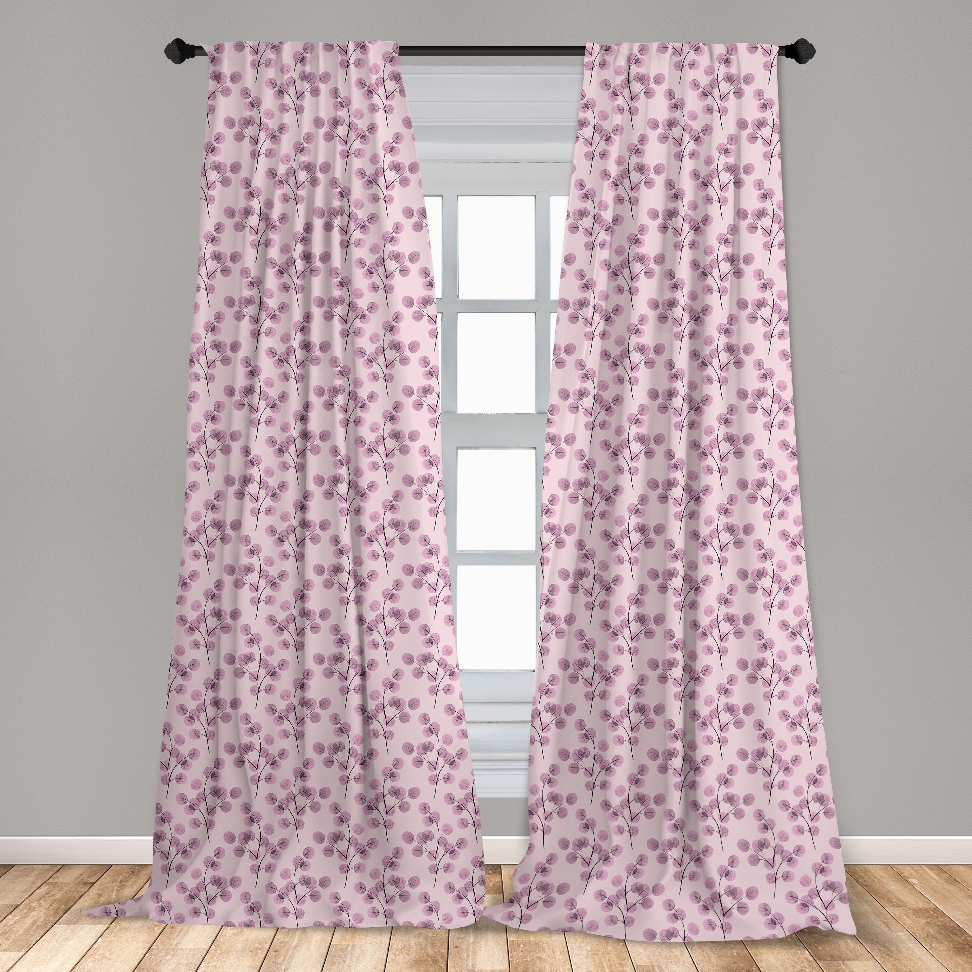 Aquarell Vorhang Microfaser, Wohnzimmer Gardine Abakuhaus, Blüten Dekor, für Rosy Schlafzimmer