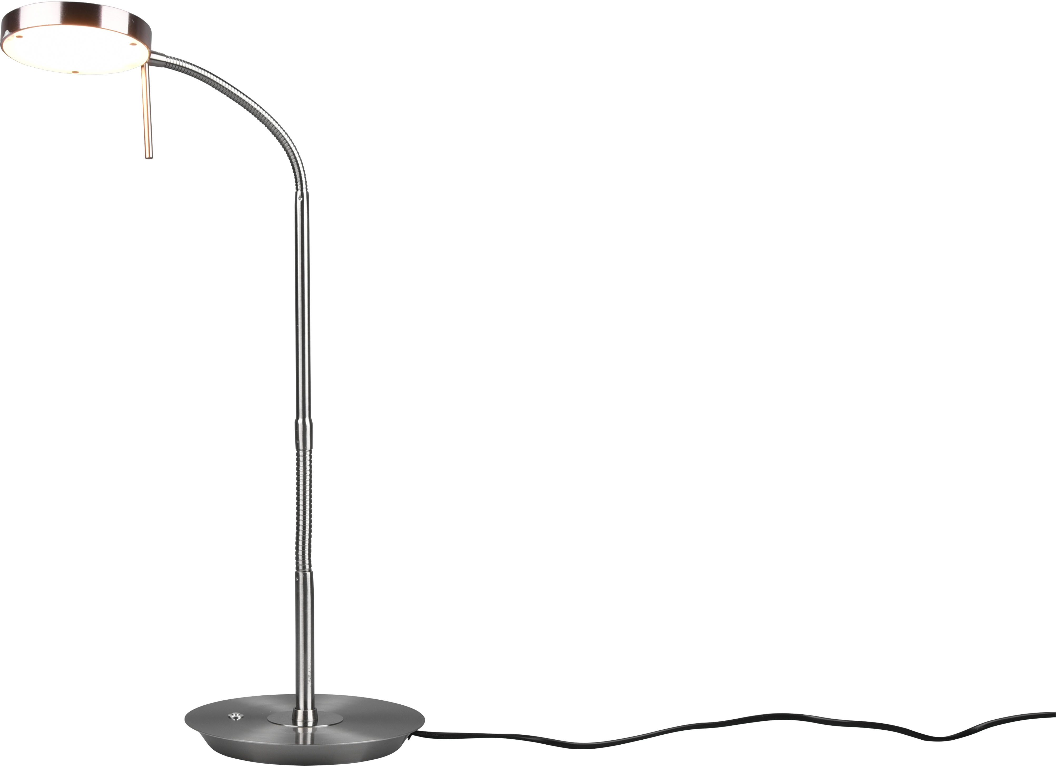 TRIO Leuchten LED Tischleuchte MONZA, Tischlampe mit Sensordimmer Lichtfarbe einstellbar 2300-4000K, Dimmfunktion, Memoryfunktion, LED fest integriert, Farbwechsler, warmweiß - kaltweiß, Leuchtenkopf flexibel verstellbar Memoryfunktion Höhe 57-74 cm
