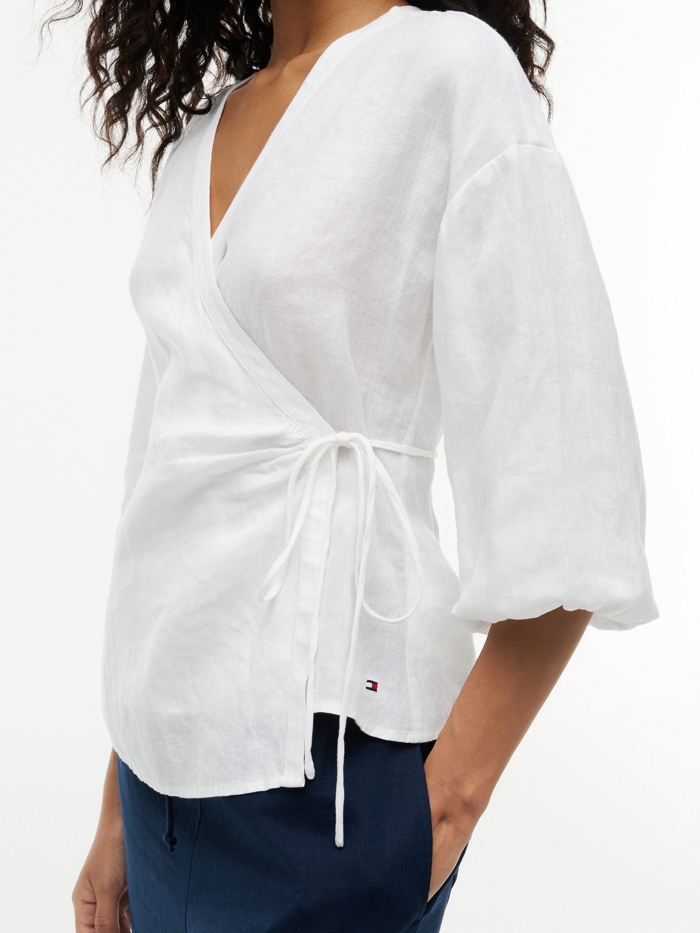Tommy Hilfiger Wickelbluse SUMMER LINEN WRAP TIE BLOUSE Leinen