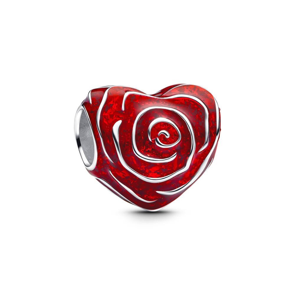 Charm-Einhänger PANDORA Moments Slide-Charm Herz Rose, Sterlingsilber