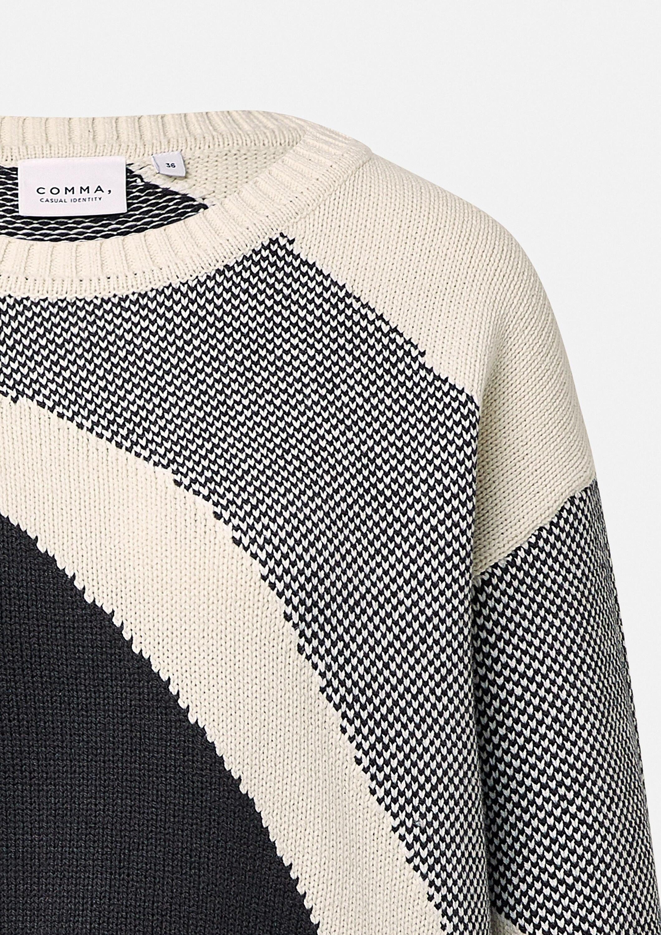 comma Longpullover Strickpullover Pullover mit Intarsienmuster