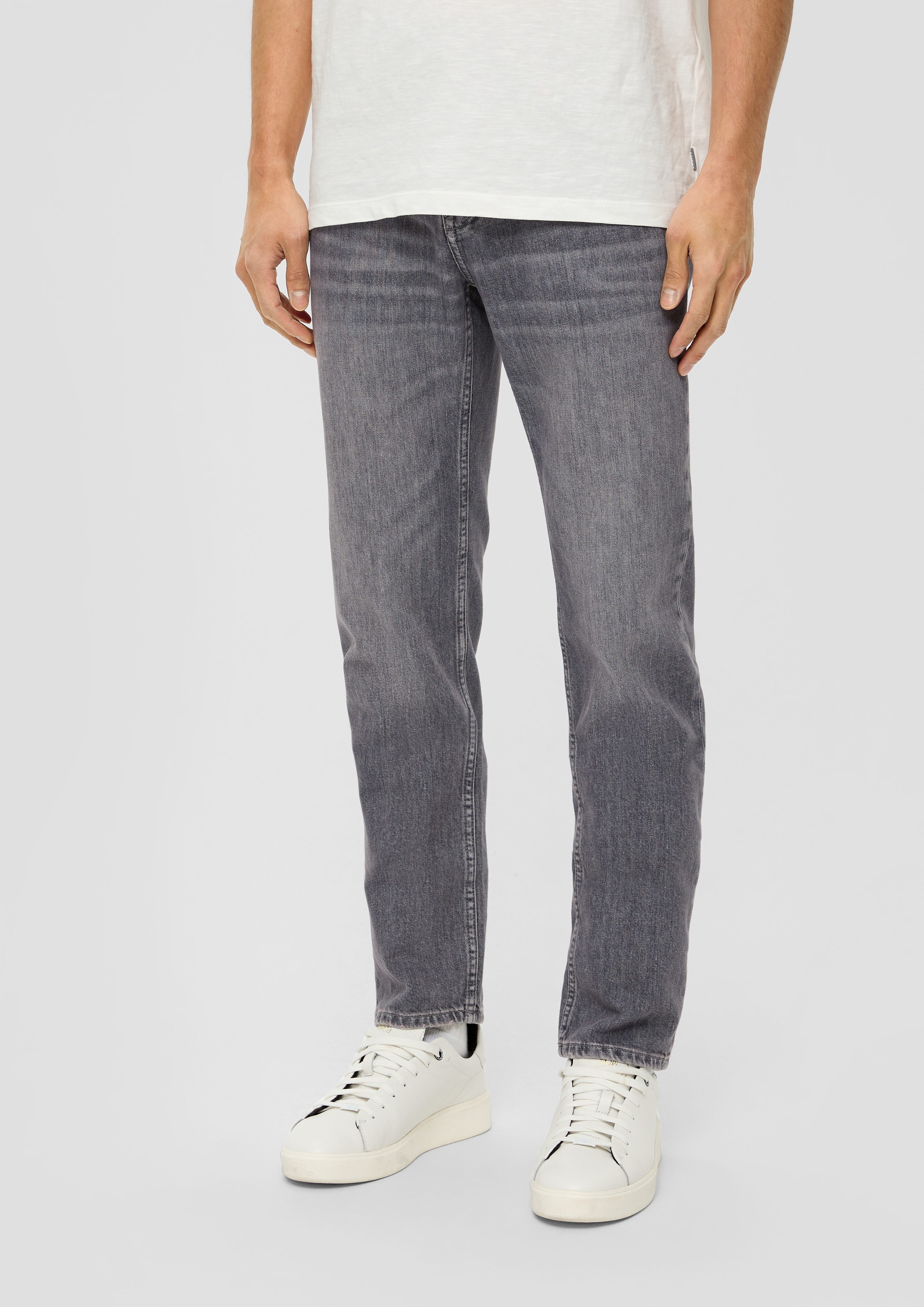 Nelio s.Oliver Slim Slim Jeans Mid / / Fit Leg Rise / Leder-Patch Waschung, Stoffhose