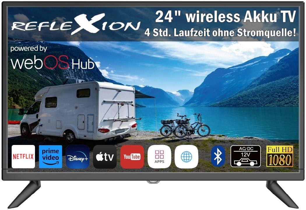 Reflexion LEDA24OSBT DLED-Fernseher (60,00 cm/24 Zoll, Full HD, Smart-TV, webOSHub, 12V / 230V Akku Fernseher für Wohnwagen, Wohnmobil, Camping)