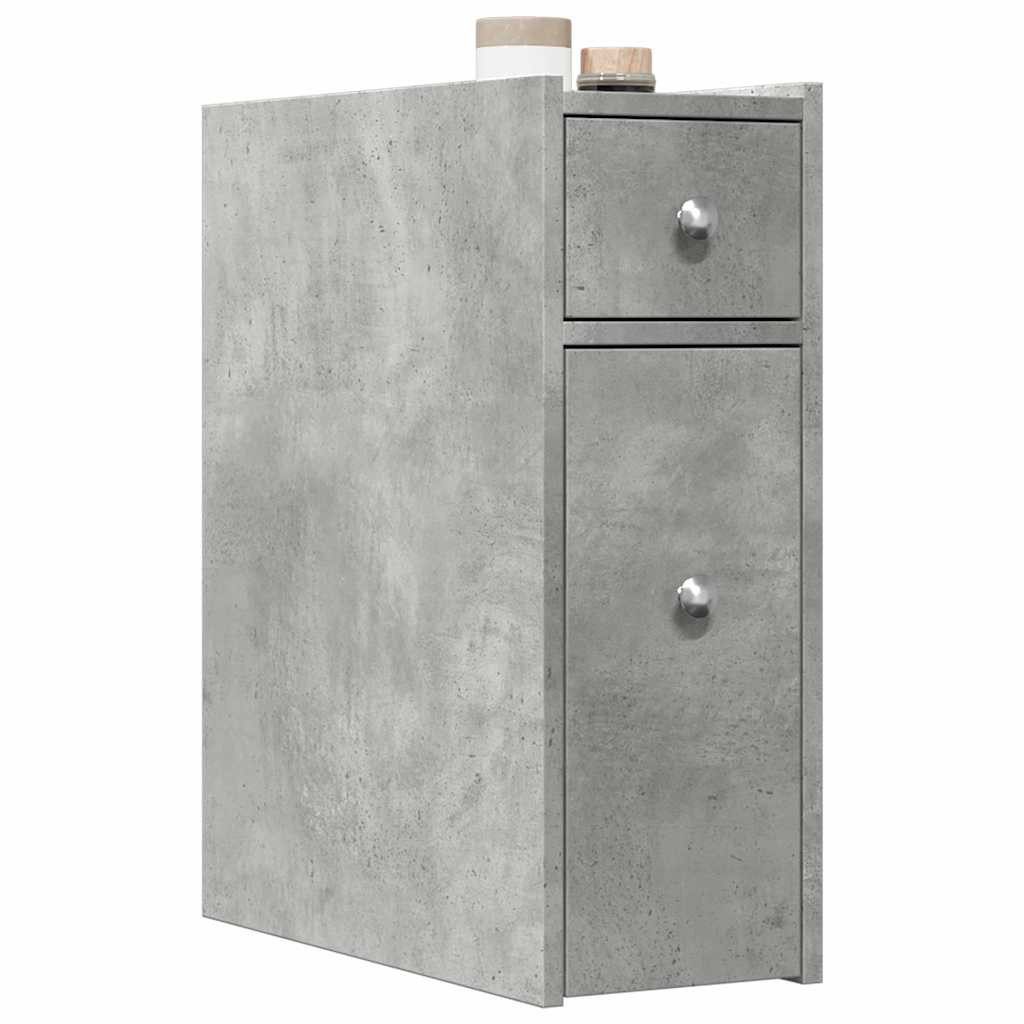 vidaXL Midischrank Badschrank Schmal mit Rollen Betongrau Holzwerkstoff (1-St)