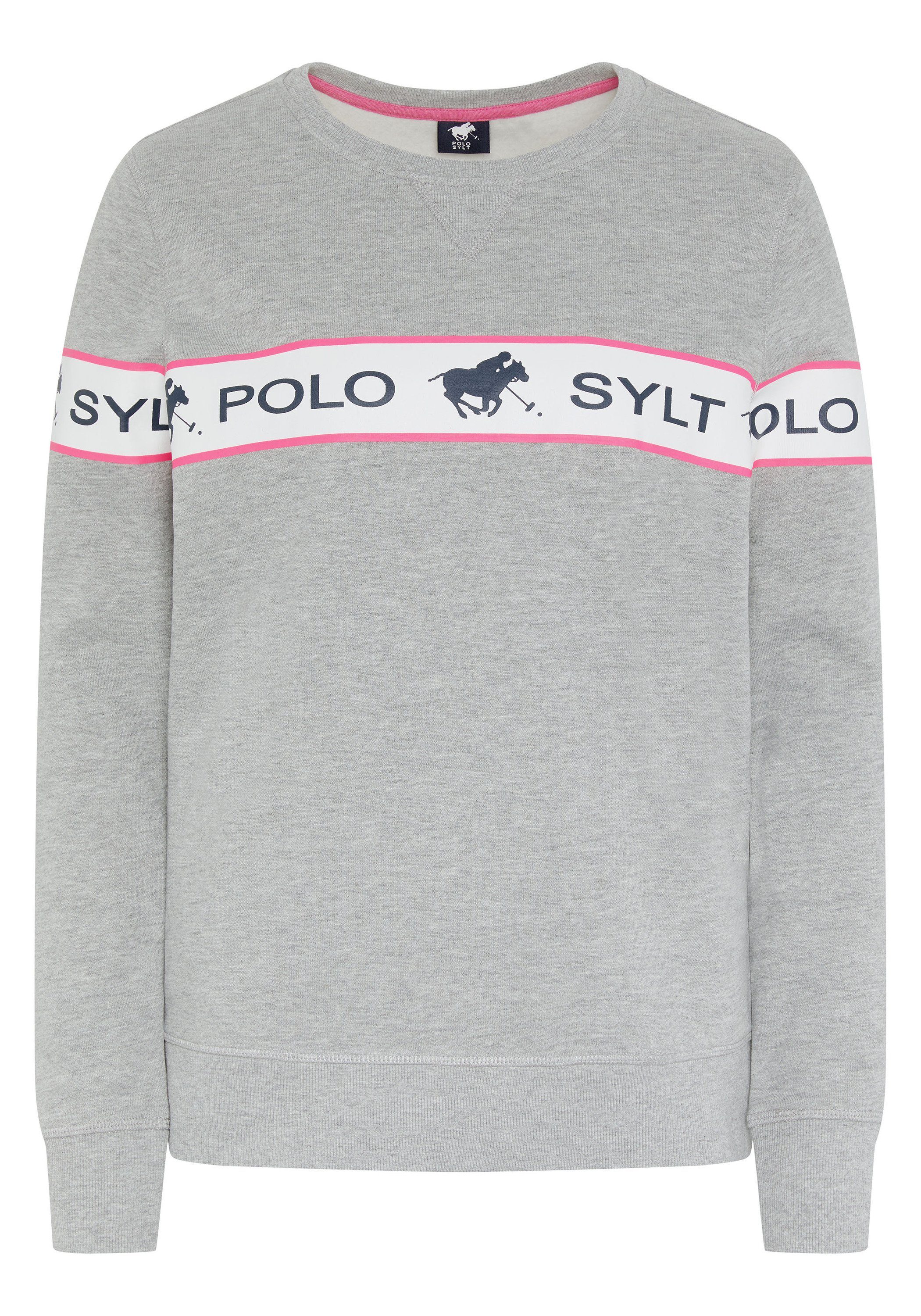 Polo Sylt Sweatshirt mit eingearbeitetem Logo-Kontraststreifen 17-4402M Neutral Gray Melange