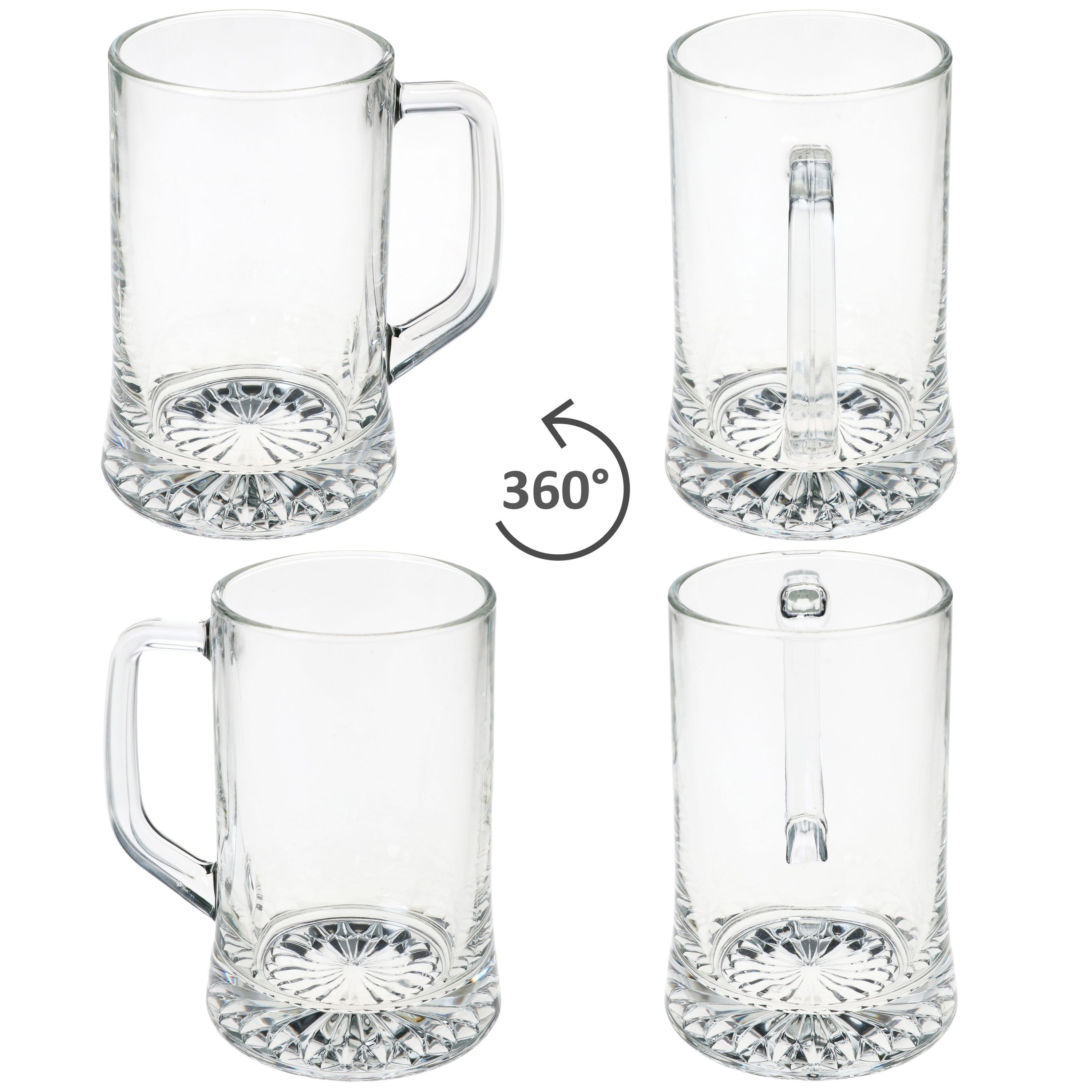 MamboCat Bierglas 6x Akki Bierkrug 0,5L mit Sternboden & Henkel Bierseidel 500ml Glas, Glas – Bild 4 von 5