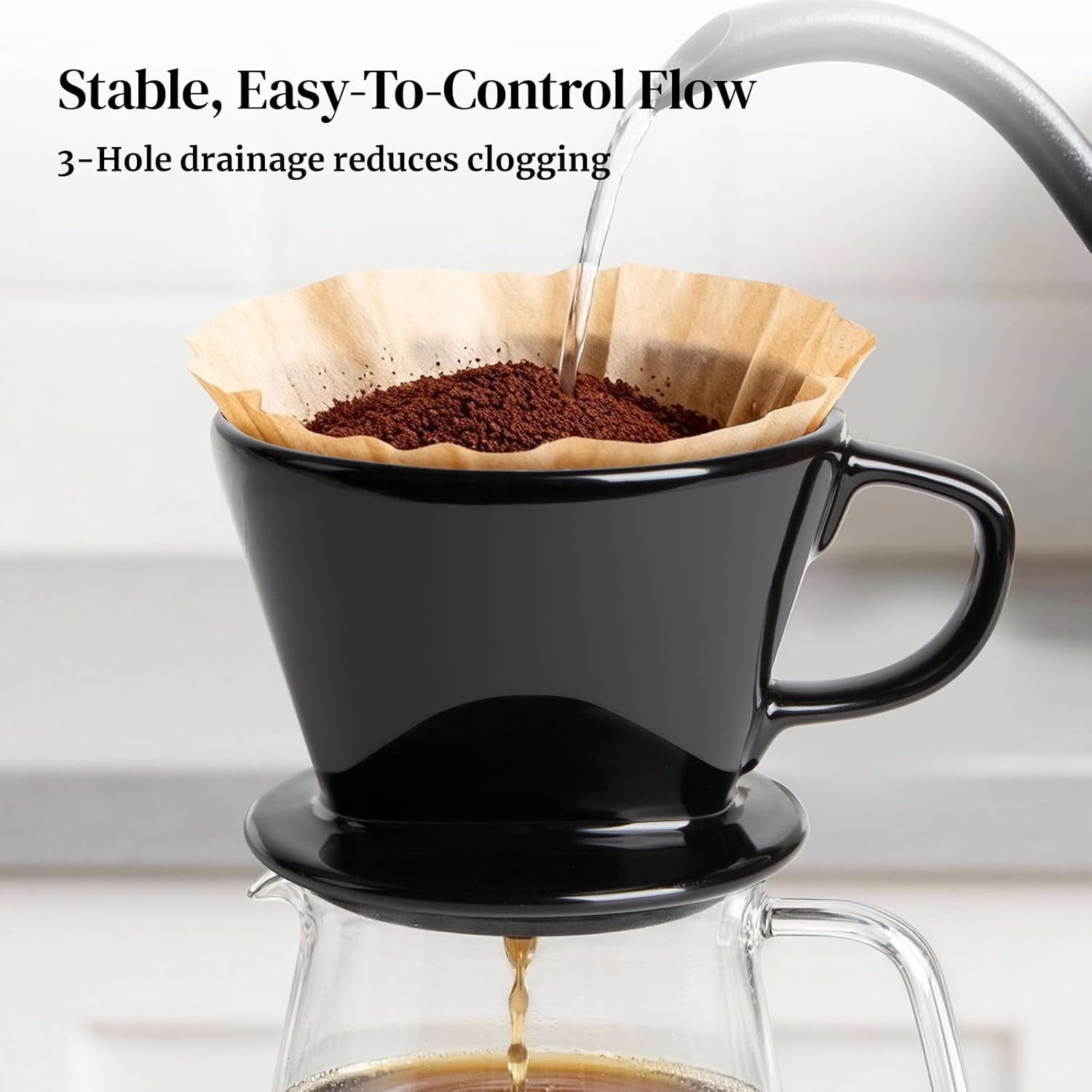 Refined Living Handfilter Kaffeefilter Größe 2 Porzellan,Keramik Handfilter Kaffee für 2–4 Tasse, Hochwertige Keramik, Zubehör für Dauerfilter Permanent Kaffeefilter ohne Kaffeemaschine, Kaffee Filterhalter, Kaffee Zubehör, für Zuhause, Büro, Café, Wiederverwendbarer Kaffeefilter aus Keramik