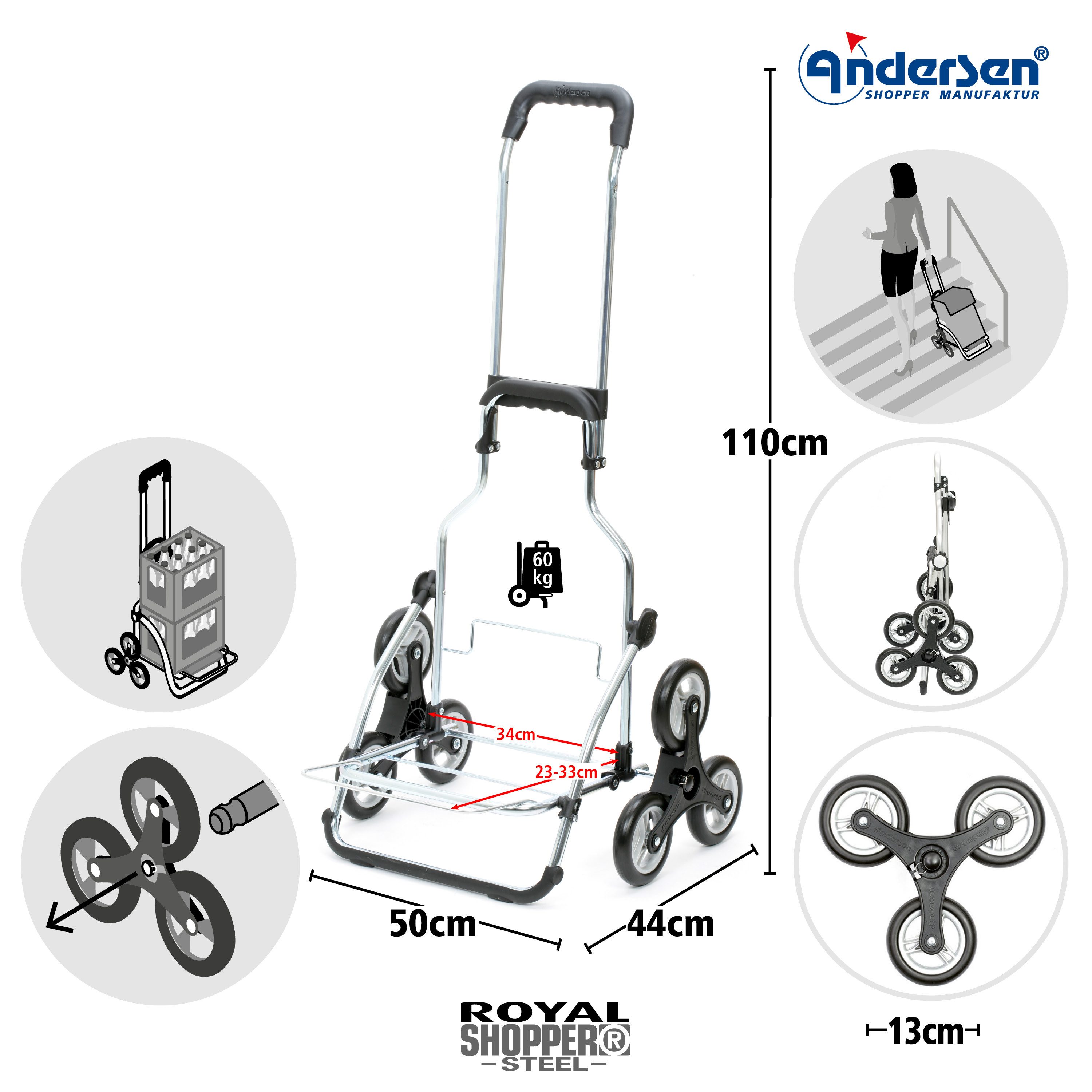 Andersen Einkaufstrolley Trepp. Royal Steel Shopper günstig online kaufen