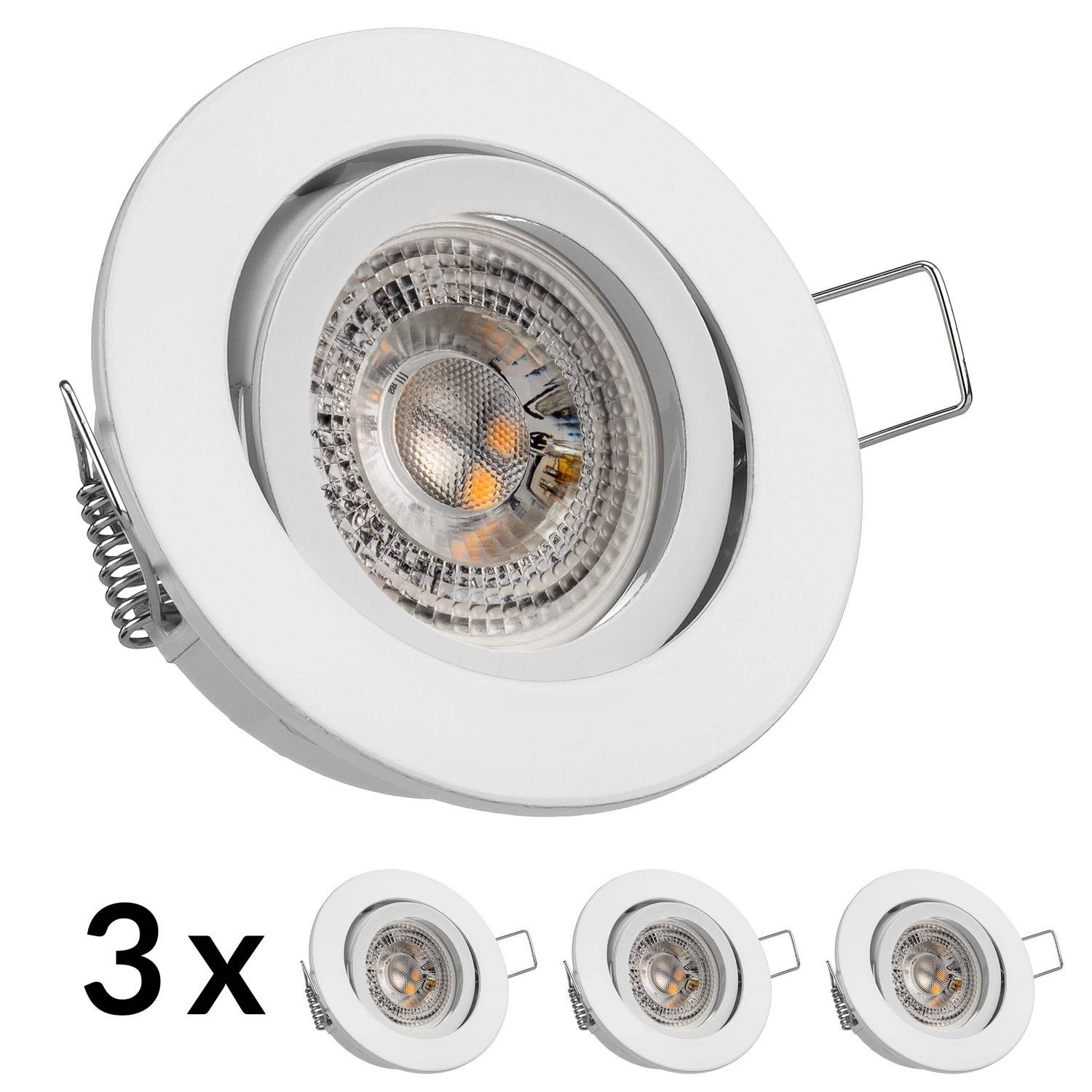 1 3er LED LED LED 3W Einbaustrahler GU10 Set von weiß - mit LEDANDO RGB in Einbaustrahler LEDANDO