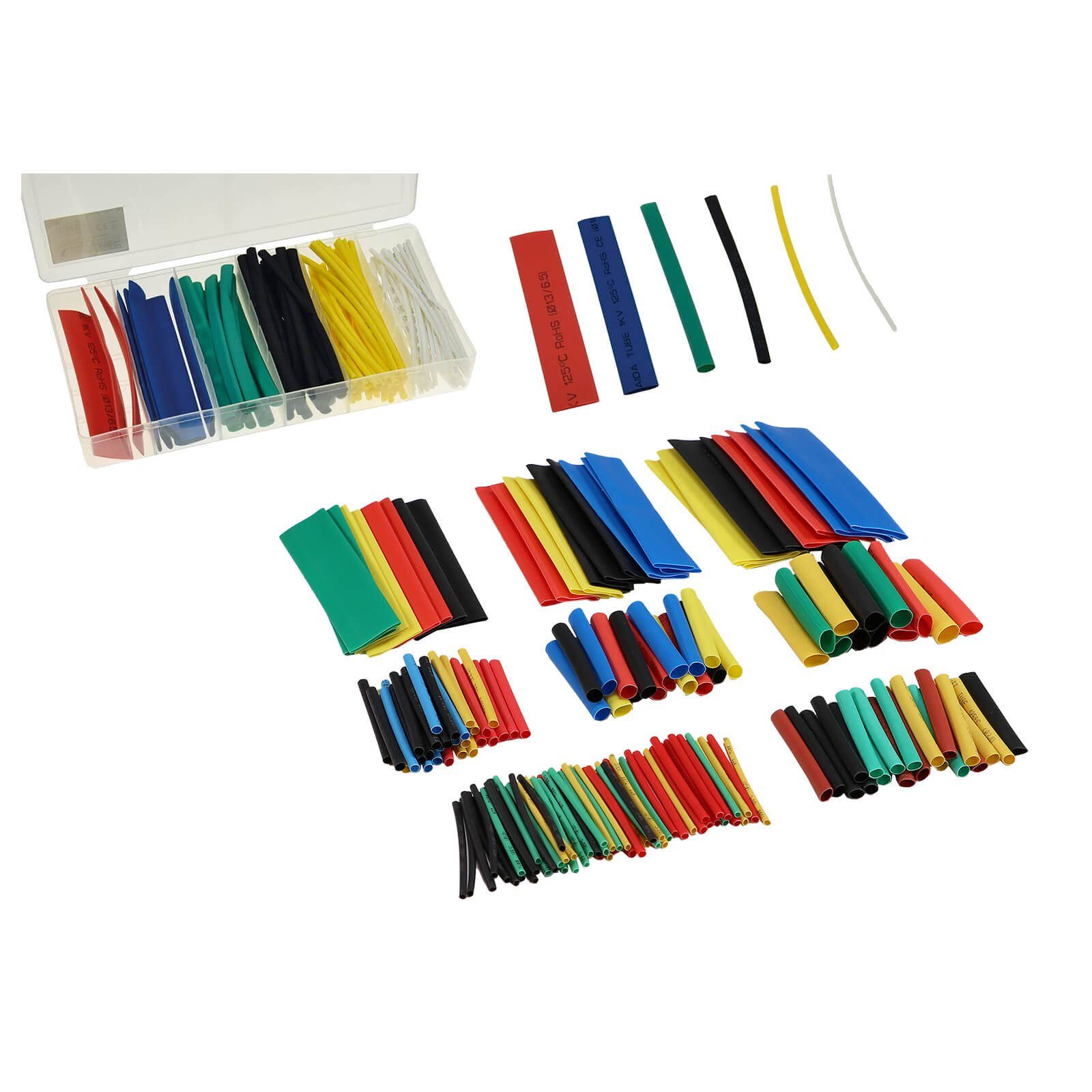 peveha24 Wärmeschrumpfschlauch Schrumpfschlauch Set 100 tlg in Box + 164 tlg Nachfüller Меню