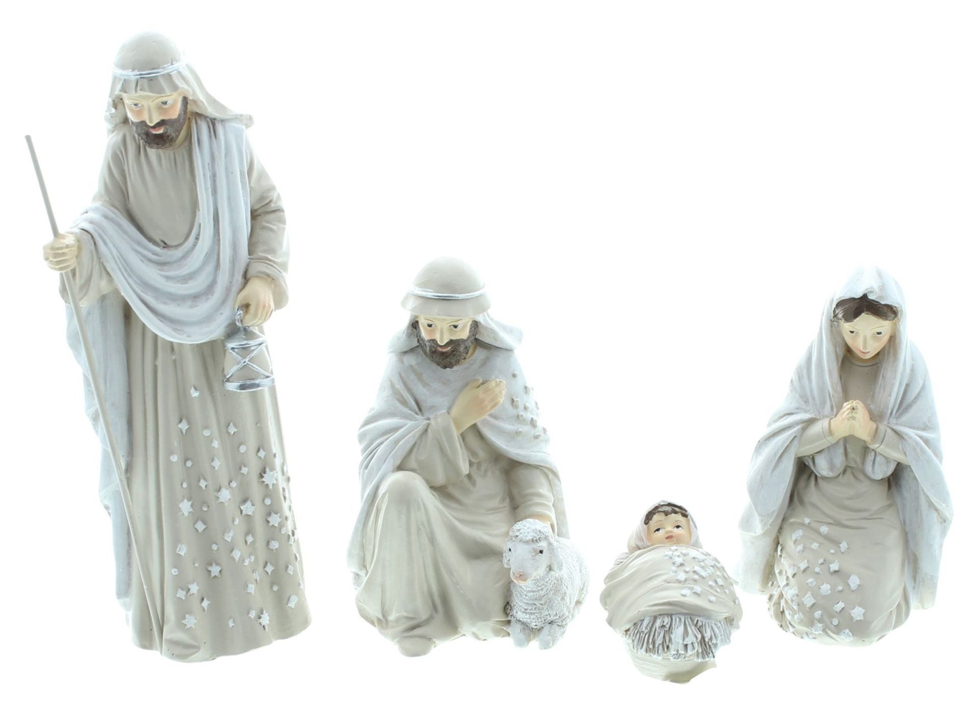 Dekoleidenschaft Krippenfigur "Heiligabend" Polyresin Weihnachtsfiguren 4-16 cm hoch, Weihnachtsdeko (4 St., im Set), Figuren für die Krippe