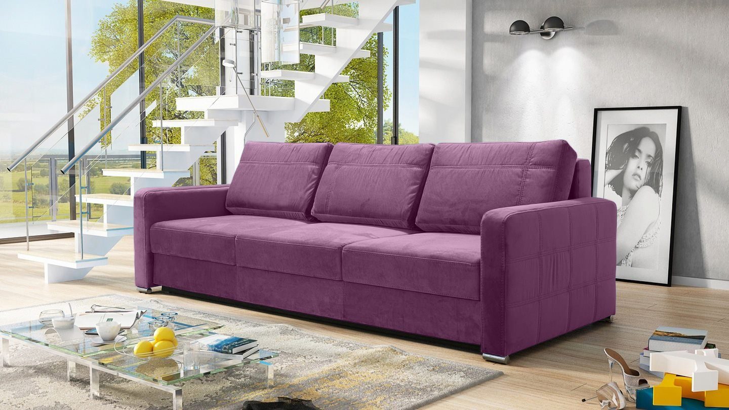 JVmoebel Sofa, Mit Bettfunktion Lila