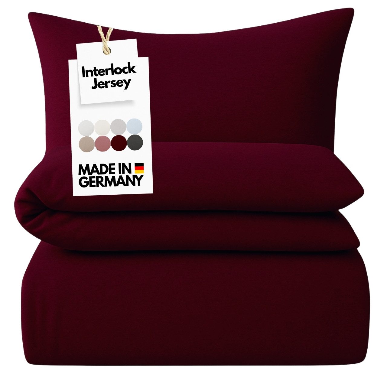 Carpe Sonno Bettwäsche Jersey 135x200 155x220 Bettbezug Einfarbig Baumwolle MADE IN GERMANY, Mako-Interlock-Jersey, 2 teilig, Premium Bettwaren Ganzjahres-Bettzeug pflegeleicht Rot 135 x 200