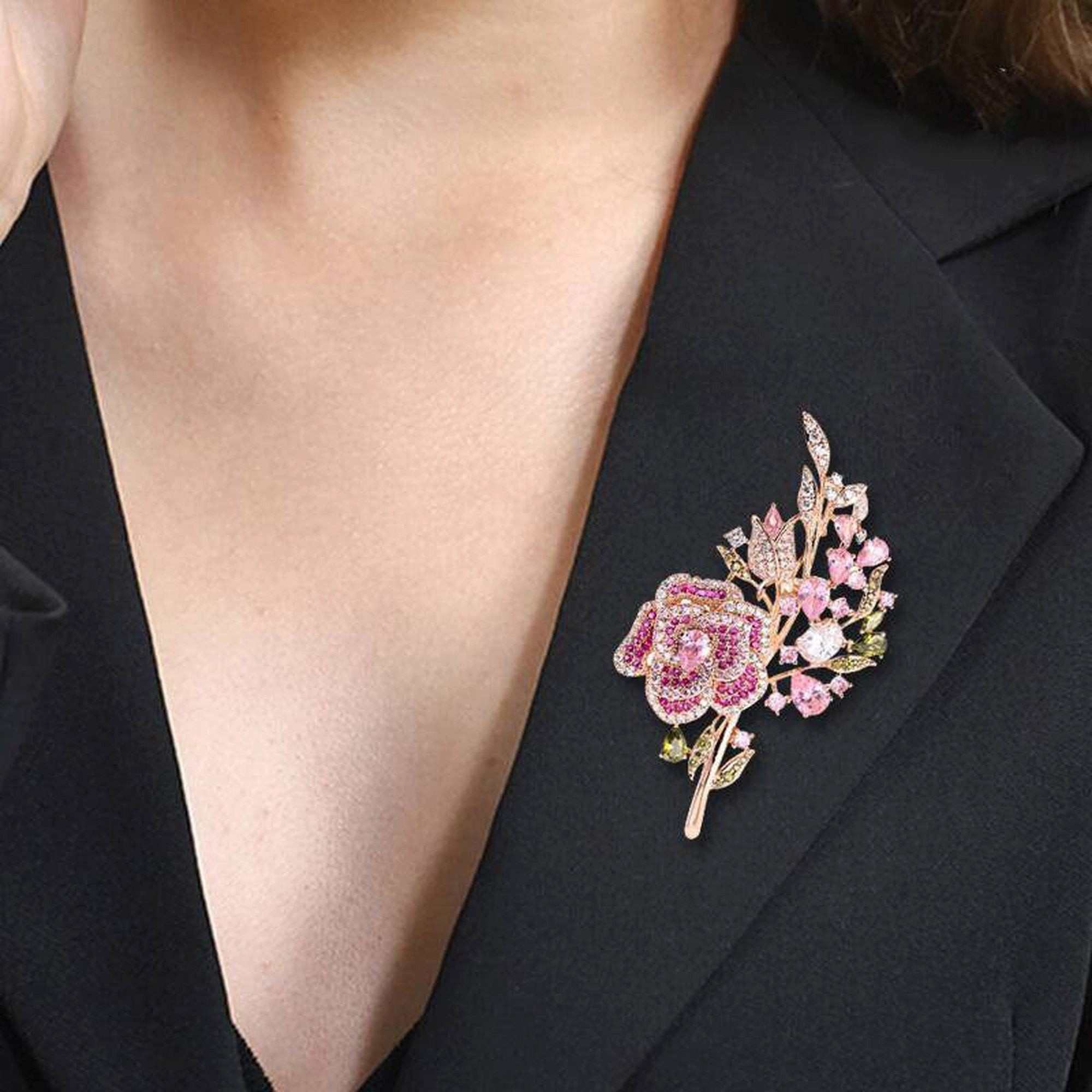 YRIIOMO Brosche Rosa Blumen-Brosche für Damen, Anzug- und Hemd-Accessoire, modische, Brustblume mit Stecknadel