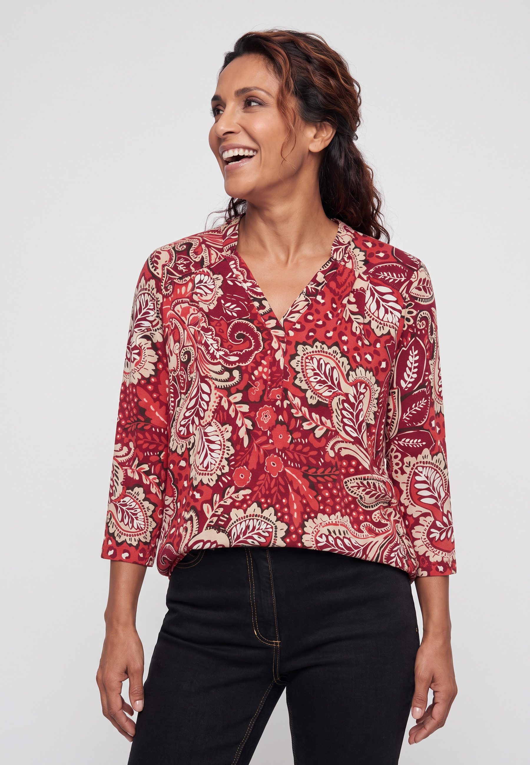 Olsen Tunikashirt mit Allover-Dessin und Tunikaausschnitt – Bild 4 von 5