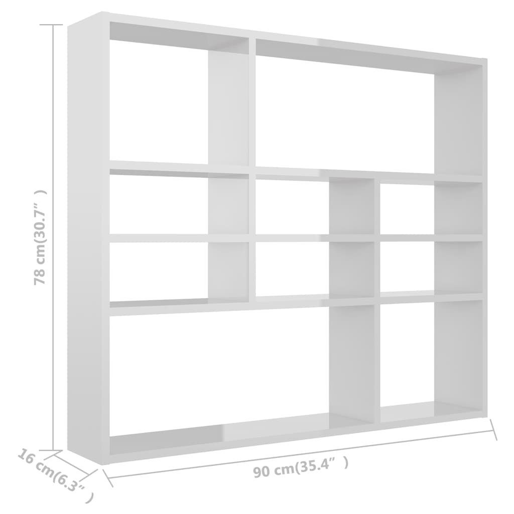 furnicato Hochglanz-Weiß Wandregal cm Holzwerkstoff 90x16x78