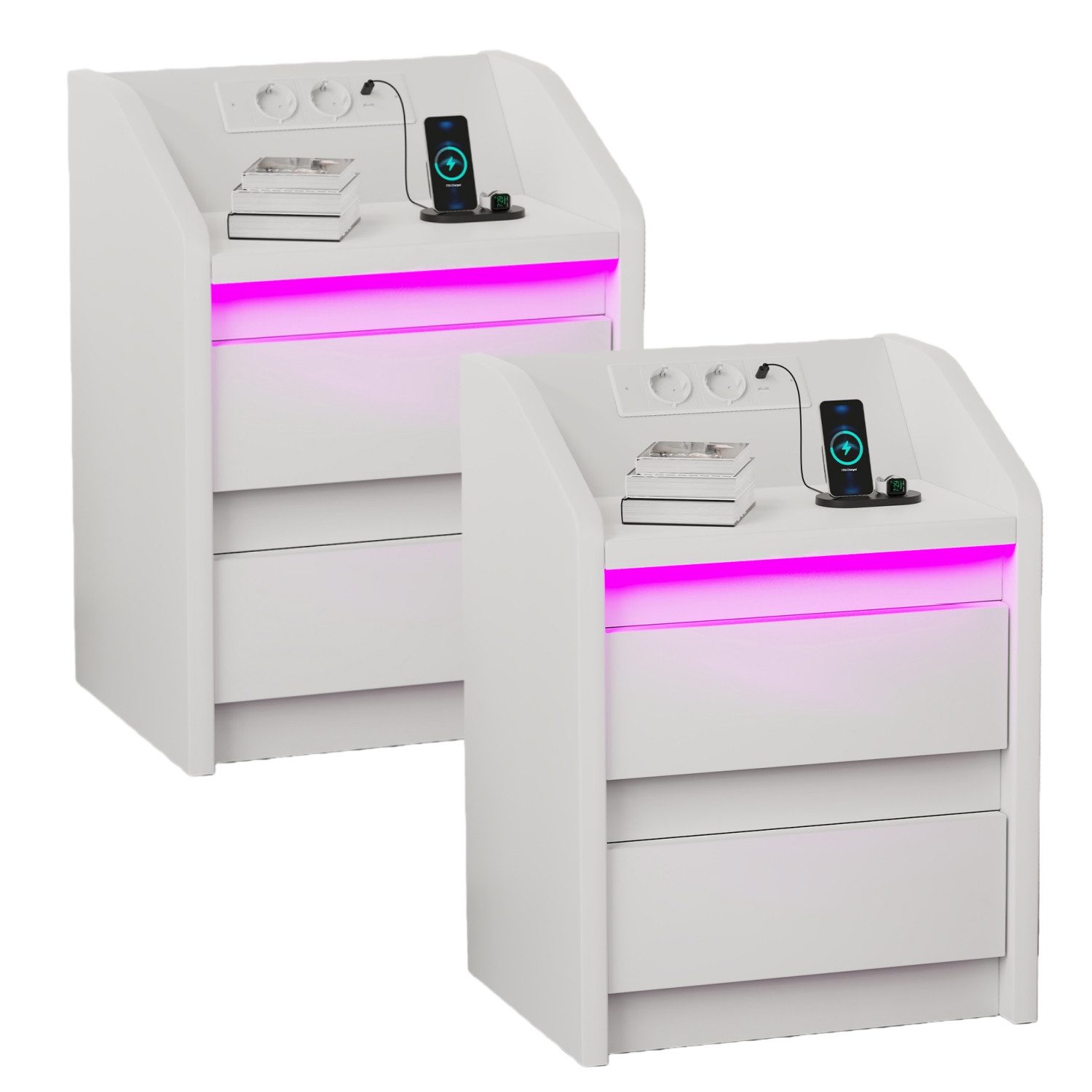 oyajia Nachttisch mit LED-Licht - Beistelltisch günstig online kaufen