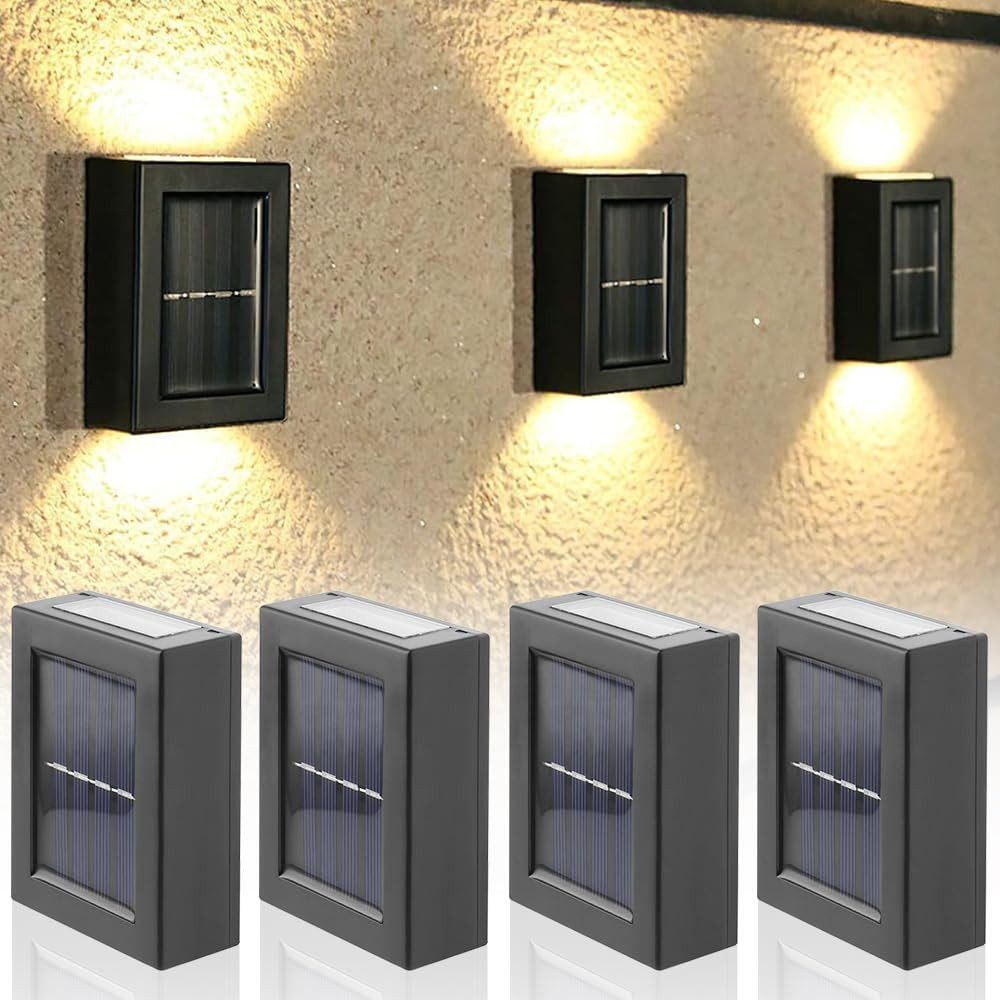 POPOLIC Wandleuchte 4 Stück, IP65 Wasserdichte LED Solarlampen für Außen Wa günstig online kaufen
