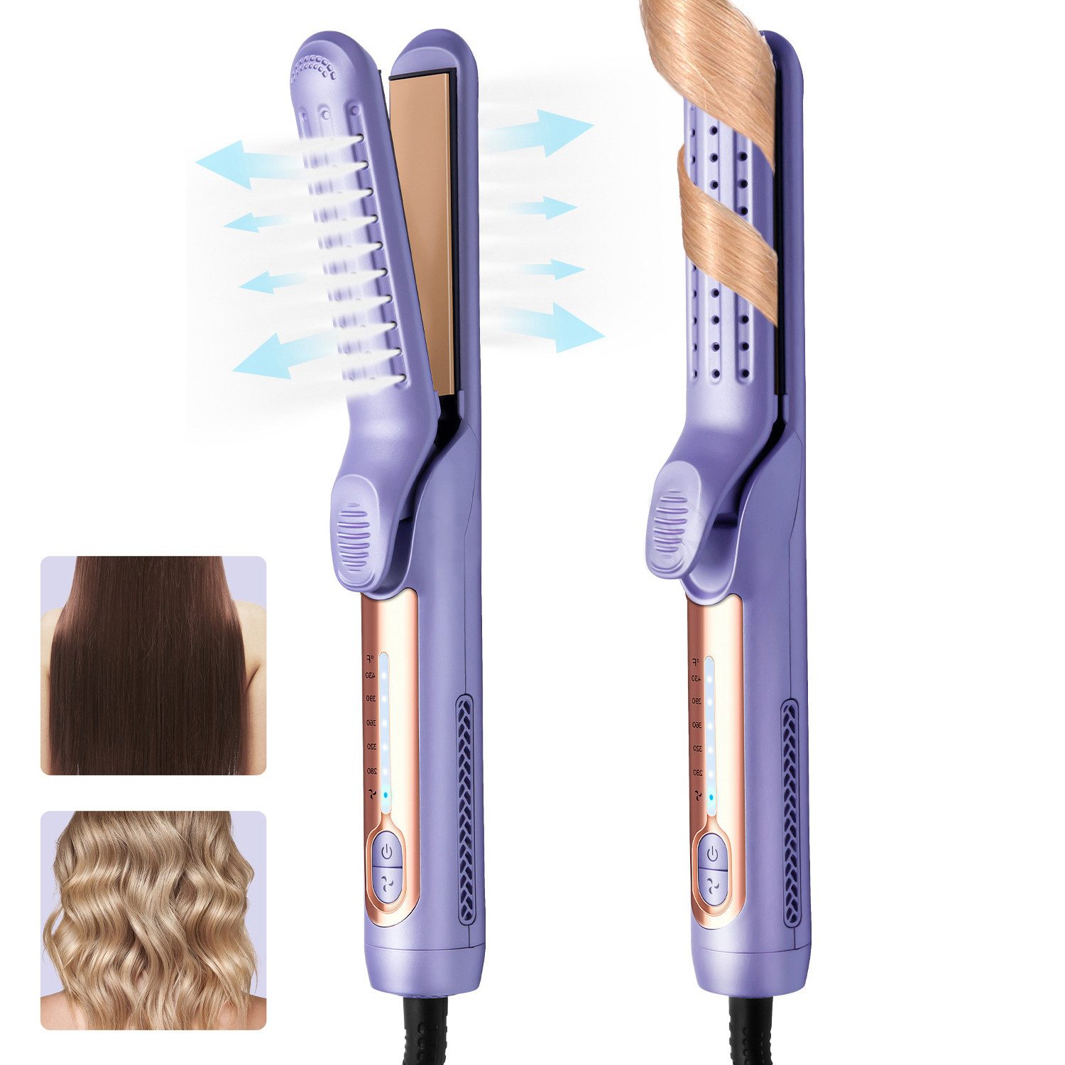 ZEUOPQ Glätteisen Haarglätter & Lockenstab 2 in 1 Professional Glätteisen Keramische glasurbeschichtete, 5-stufige Temperaturregelung,Sicherheit und Energieeinsparung
